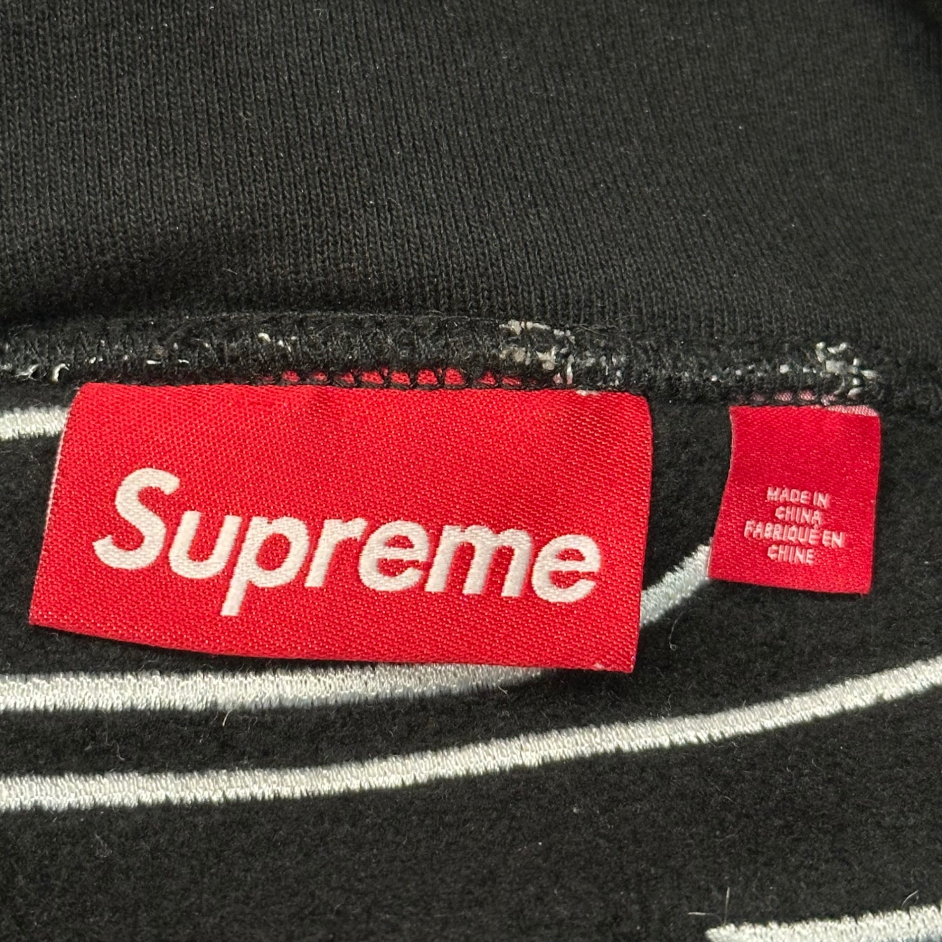 SUPREME(シュプリーム) 25FW Satin Applique Hooded Sweatshirt サテン アップリケ フーデッド スウェット パーカー M ブラック×ホワイト 25AW ロゴ