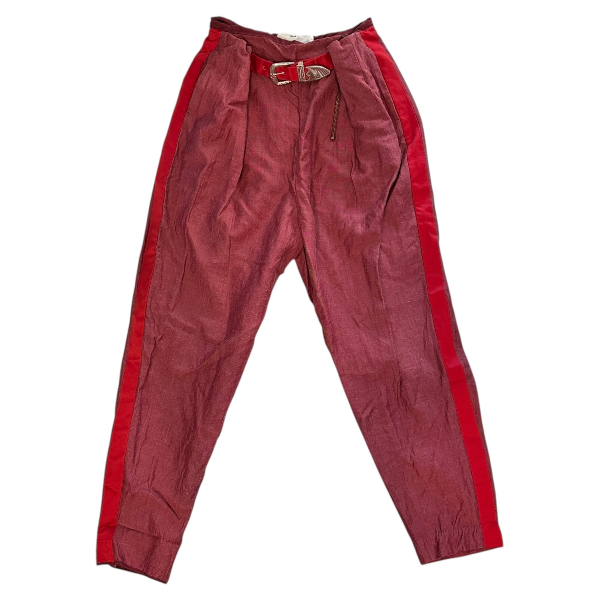 TOGA PULLA(トーガプルラ) 19SS Belted Chambray Wool Pants ベルテッド シャンブレー ウール パンツ TP91-FF231 34(XS程度) レッド