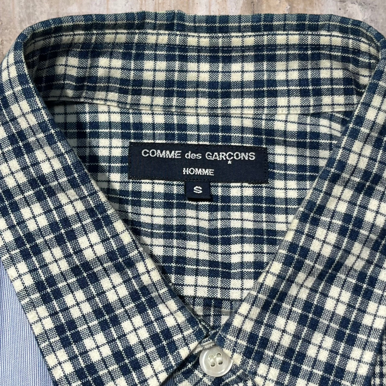 COMME des GARCONS HOMME(コムデギャルソンオム) 10AWウール縮絨パッチワークシャツ HF-B054 S ブルー AD2010