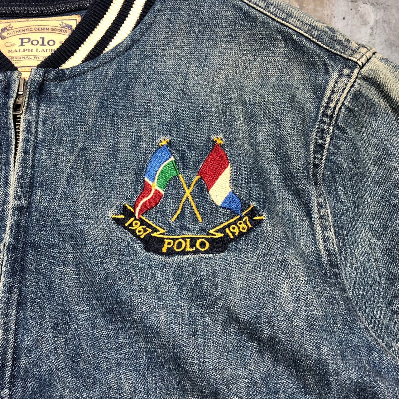POLO RALPH LAUREN(ポロラルフローレン) バーシティボンバーデニムブルゾン M ブルー