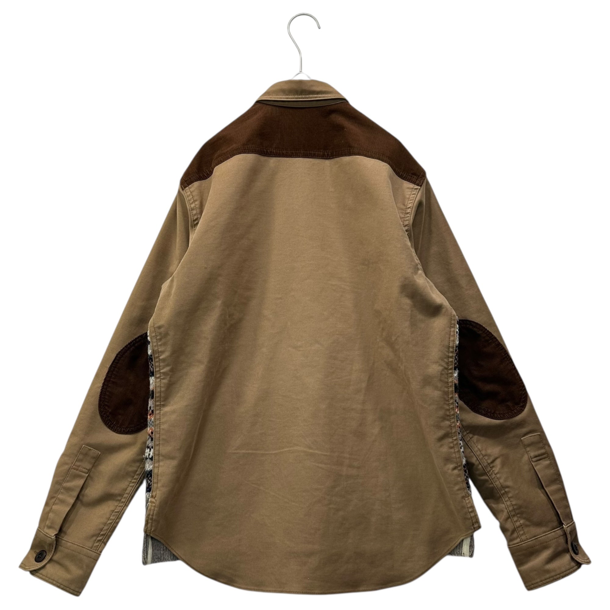 COMME des GARCONS HOMME(コムデギャルソンオム) 16AW gim Knit Corduroy Panel Work Shirt ニット コーデュロイ 切替 ワークシャツ HR-B047 S ベージュ×グレー×ブラウン AD2016