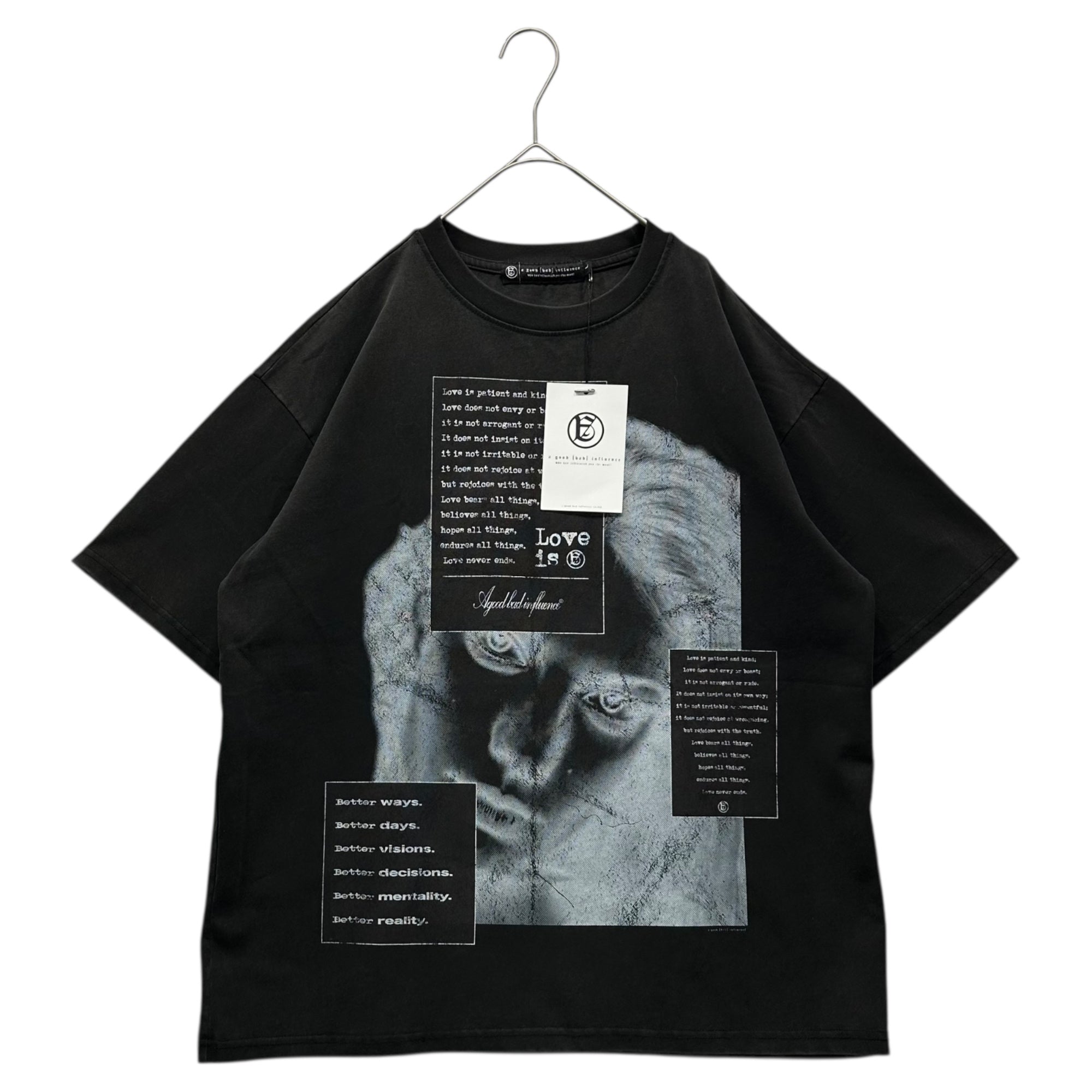 A Good Bad Influence(ア グッド バッド インフルエンス) 25SS LOVE IS T-SHIRT ラブ イズ Tシャツ プリントT AGBI-25SS-T17 L ブラック 参考定価9,900円(税込)