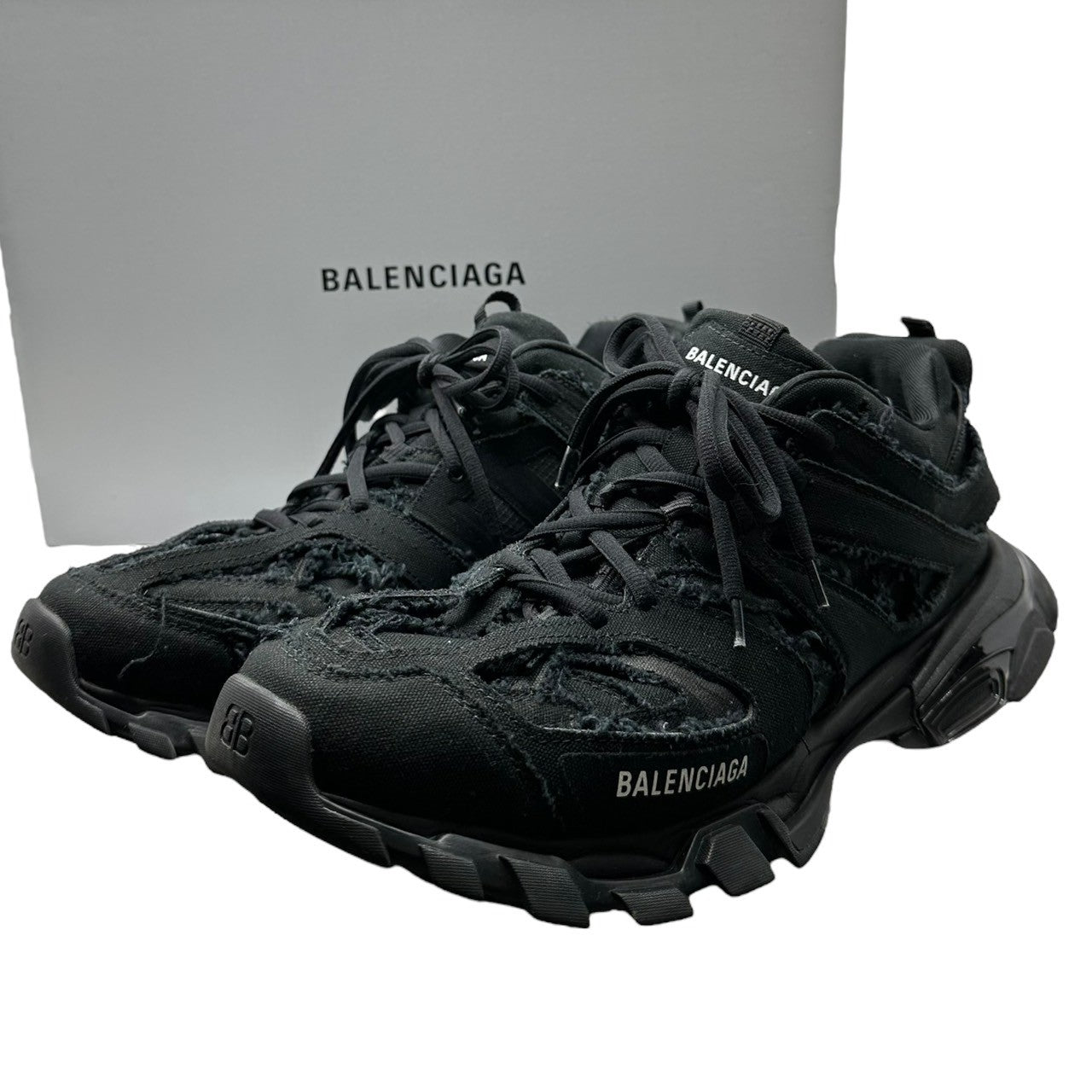 BALENCIAGA(バレンシアガ) Track Destroyed Canvas デストロイ キャンバス トラック スニーカー 542023 29cm ブラック 箱付