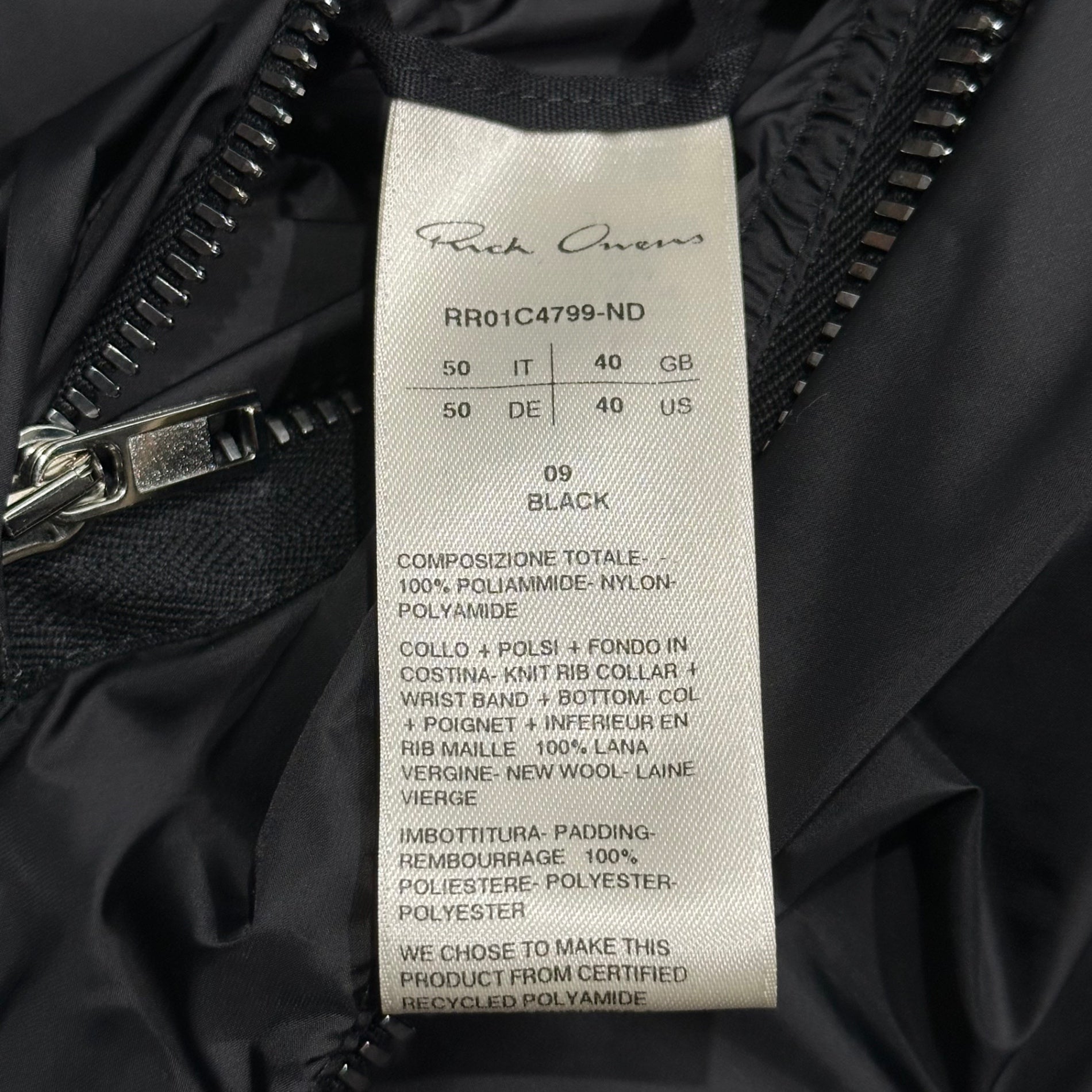 Rick Owens(リックオウエンス) 23SS Girdered Bomber Cropped Jacket ガーダード ボンバー クロップド ジャケット RR01C4799-ND 50 ブラック