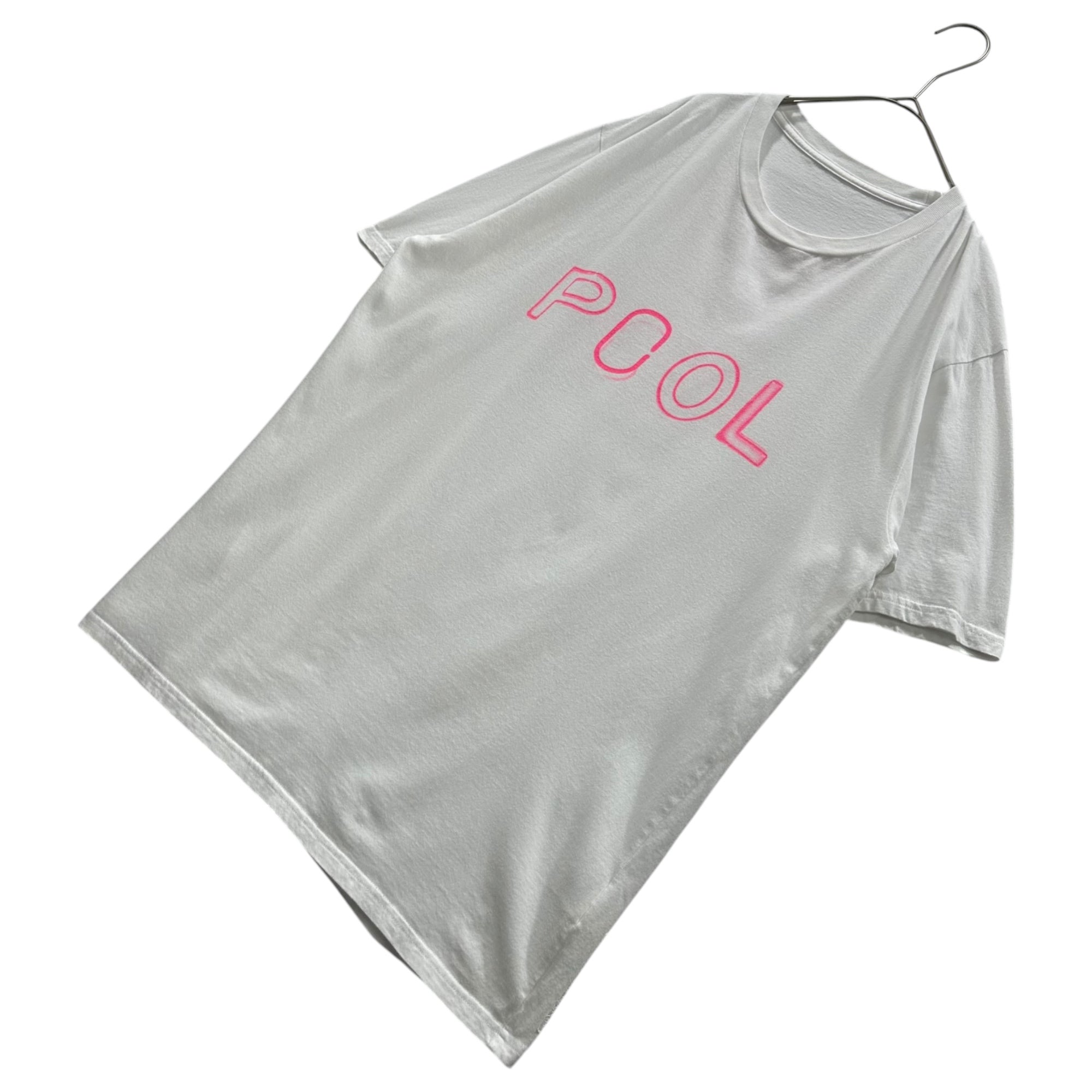 THE POOL AOYMA (ザプールアオヤマ) Neon logo Graphic print s/s T-shirt ネオン ロゴ グラフィック プリント 半袖 Tシャツ L ホワイト×ピンク
