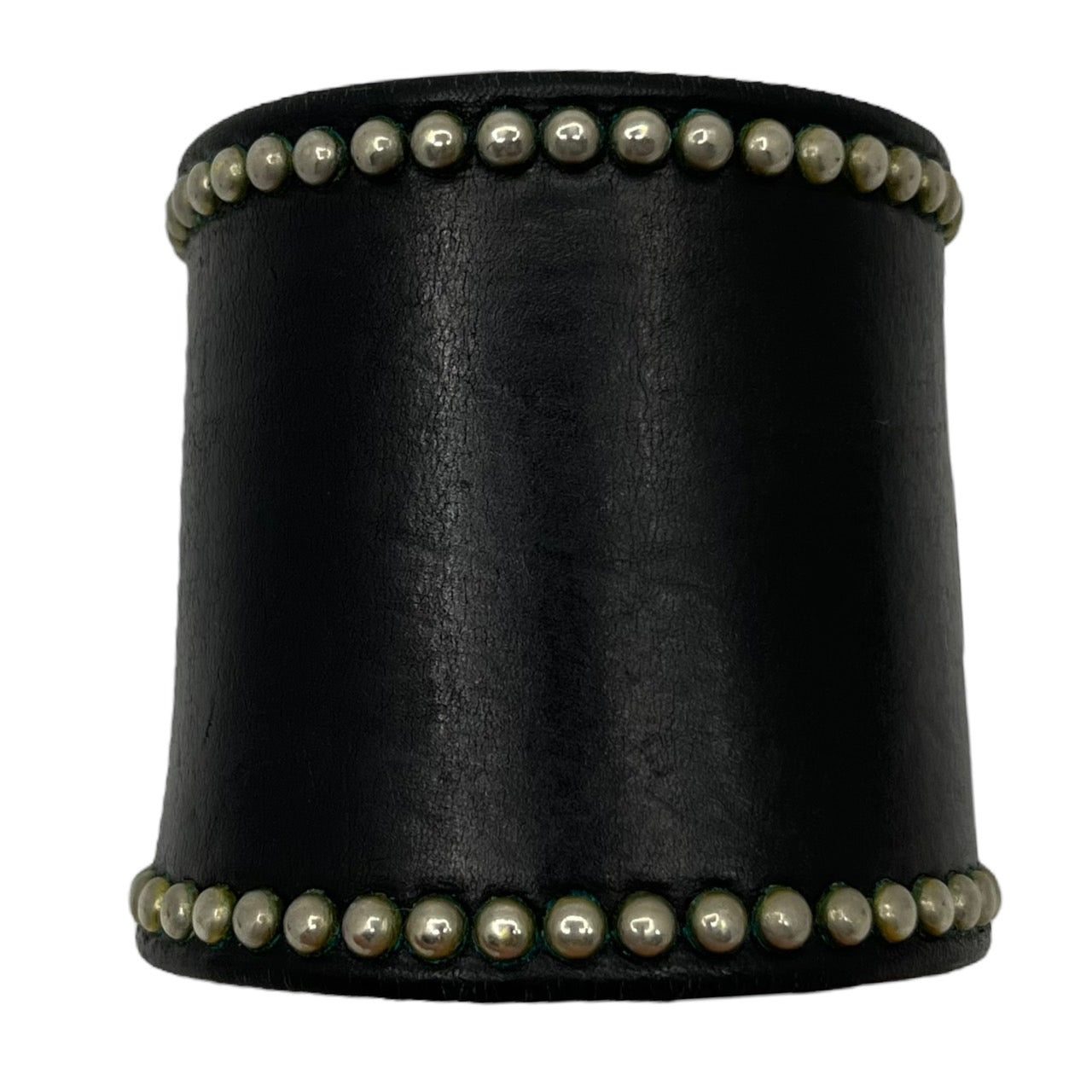 WOLFS HEAD(ウルフズヘッド) ラウンドスタッズレザーブレスレット SIZE FREE(50mm) 全長約31cm×幅約7cm ブラック×シルバー 刻印残り スタッズ打ち込み問題無し