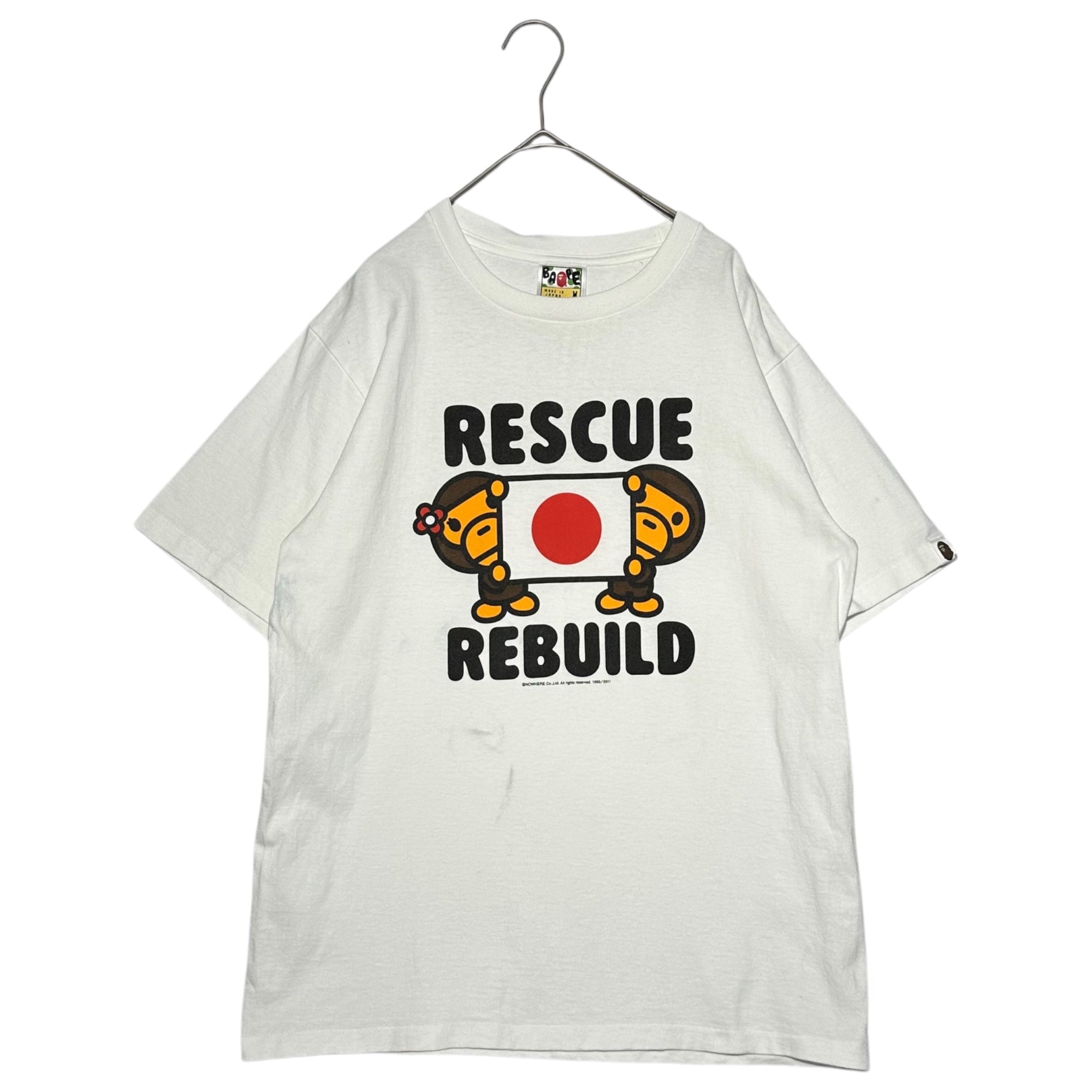 A BATHING APE(アベイシングエイプ) 2011 Milo & Lisa Rescue Rebuild Tee マイロ チャリティー プリント Tシャツ M ホワイト