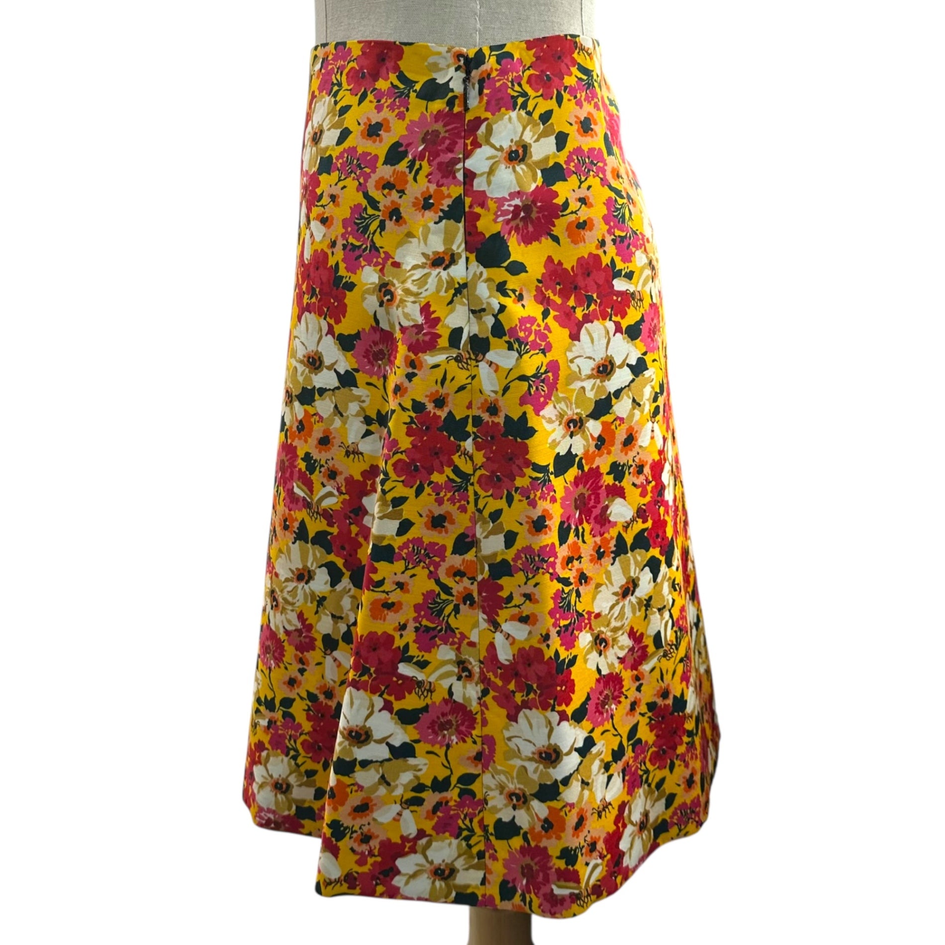 GUCCI(グッチ) 18SS Floral Print Flared Knee-Length Skirt 花柄 フレア ひざ丈 スカート 40 イエロー×ピンク Aライン
