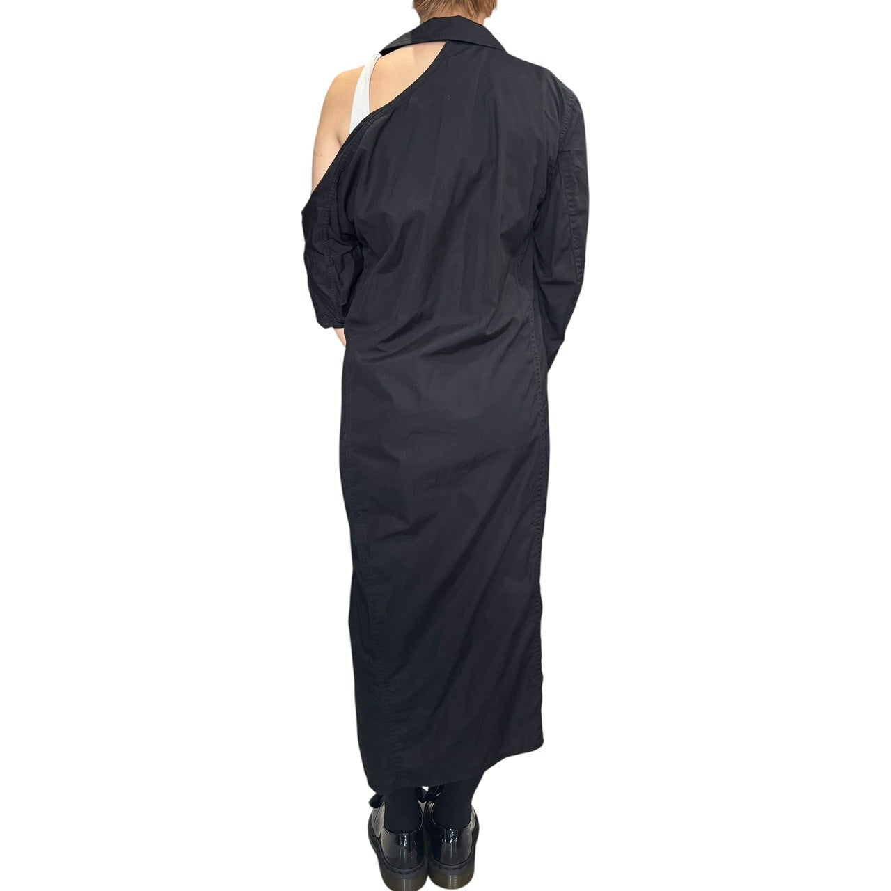 YOHJI YAMAMOTO NOIR(ヨウジヤマモトノアール) Asymmetrical Design One-Shoulder Shirt Long Dress アシンメトリー デザイン ワンショルダー シャツ ロング ワンピース NX-B15-001 1 ブラック