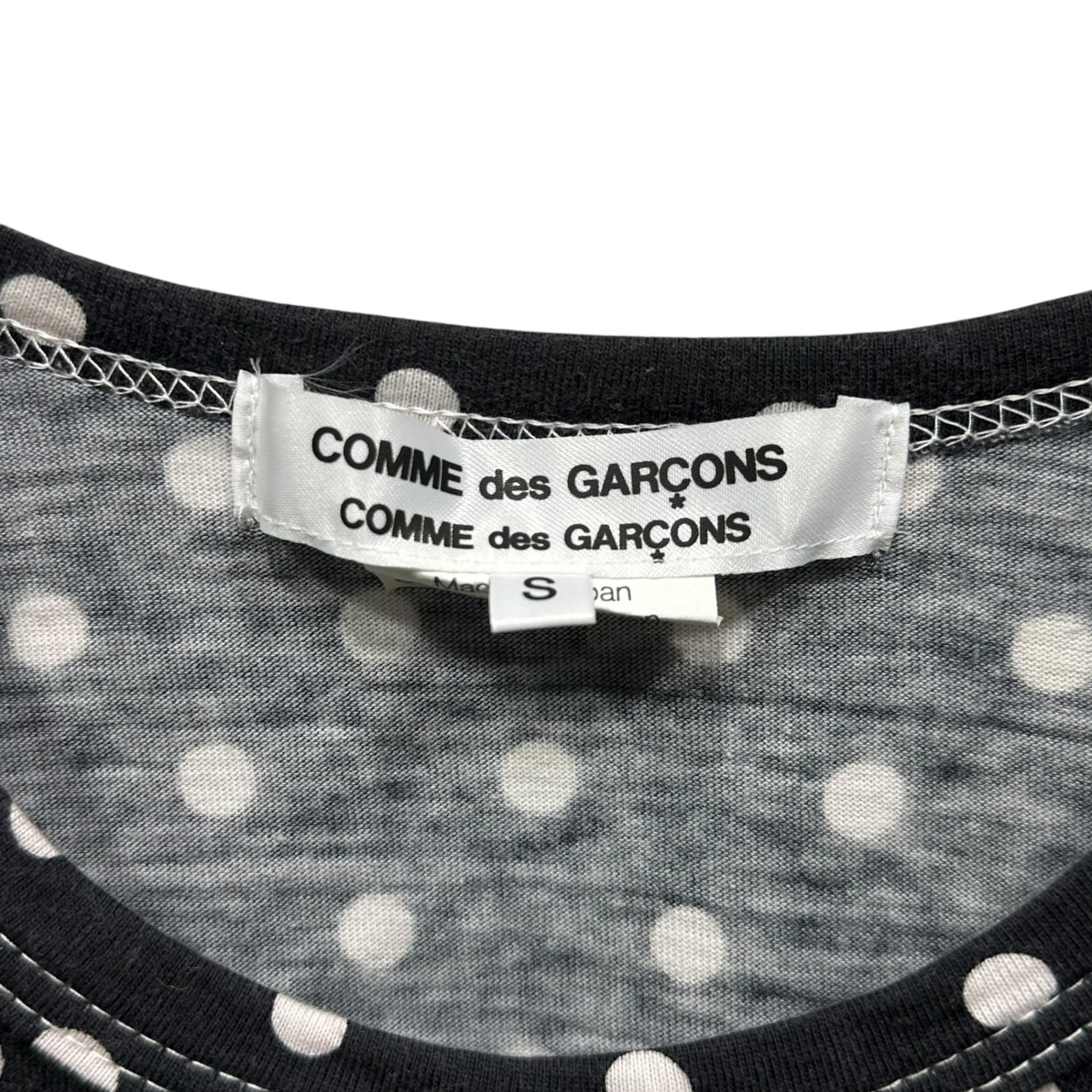 COMME des GARCONS COMME des GARCONS(コムデギャルソンコムデギャルソン) 09SS Front-Frill Dot T-Shirt フロント フリル ドット Tシャツ カットソー RC-T007 S ブラック×ホワイト AD2008