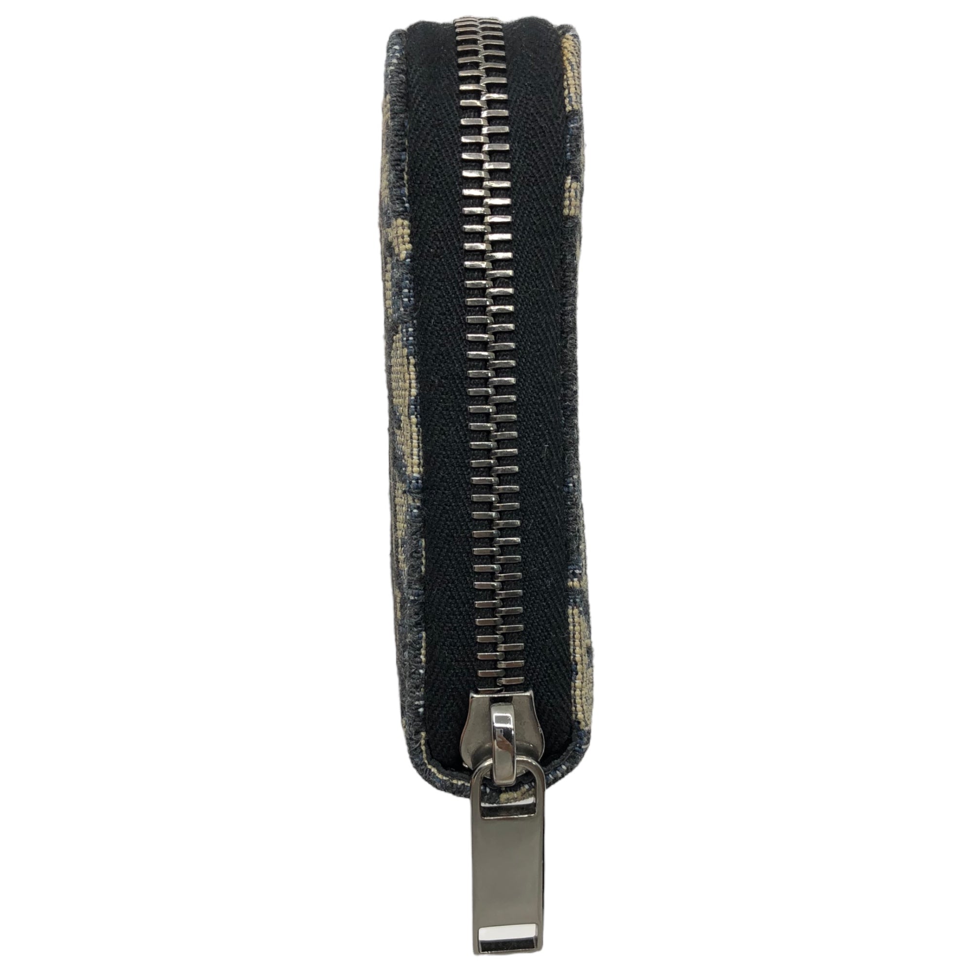 Dior(ディオール) Oblique jacquard long zip wallet オブリーグ ジャカード ロングジップウォレット 10-bo-0252 ベージュ×ネイビー ラウンドファスナー 長財布 ロゴ 参考定価115500円