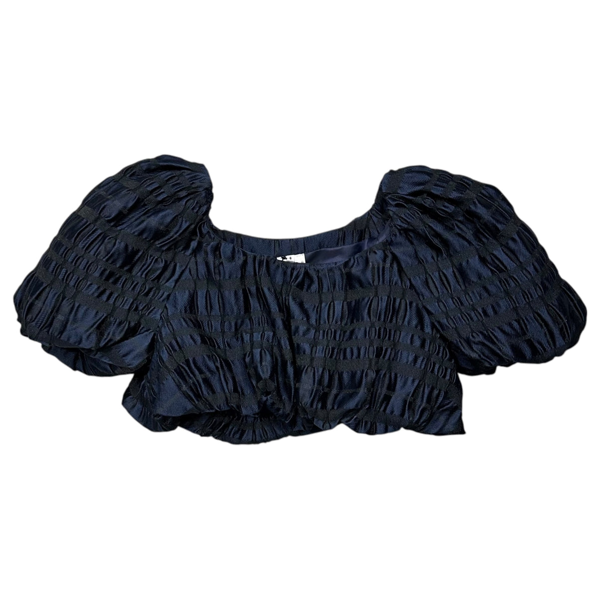 noir kei ninomiya(ノワールケイニノミヤ) 2026SS Puff-Sleeve Short-Length Border Blouse パフスリーブ ショート レングス ボーダー ブラウス 3Q-B013 S ネイビー×ブラック AD2025