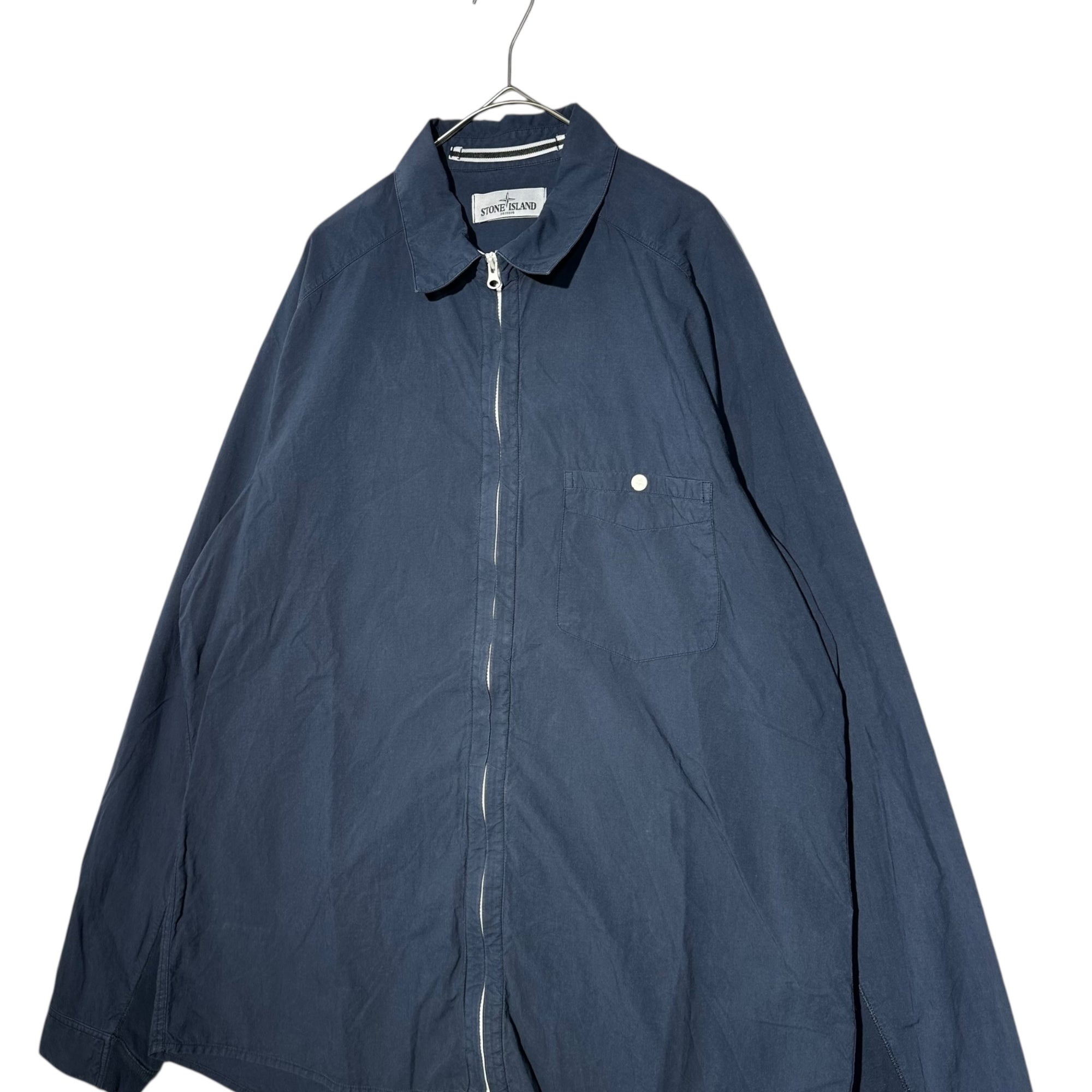 STONE ISLAND(ストーンアイランド) 13SS Cotton Zip-Up Shirt コットン ジップ アップ シャツ 581512702 XL ネイビー 長袖
