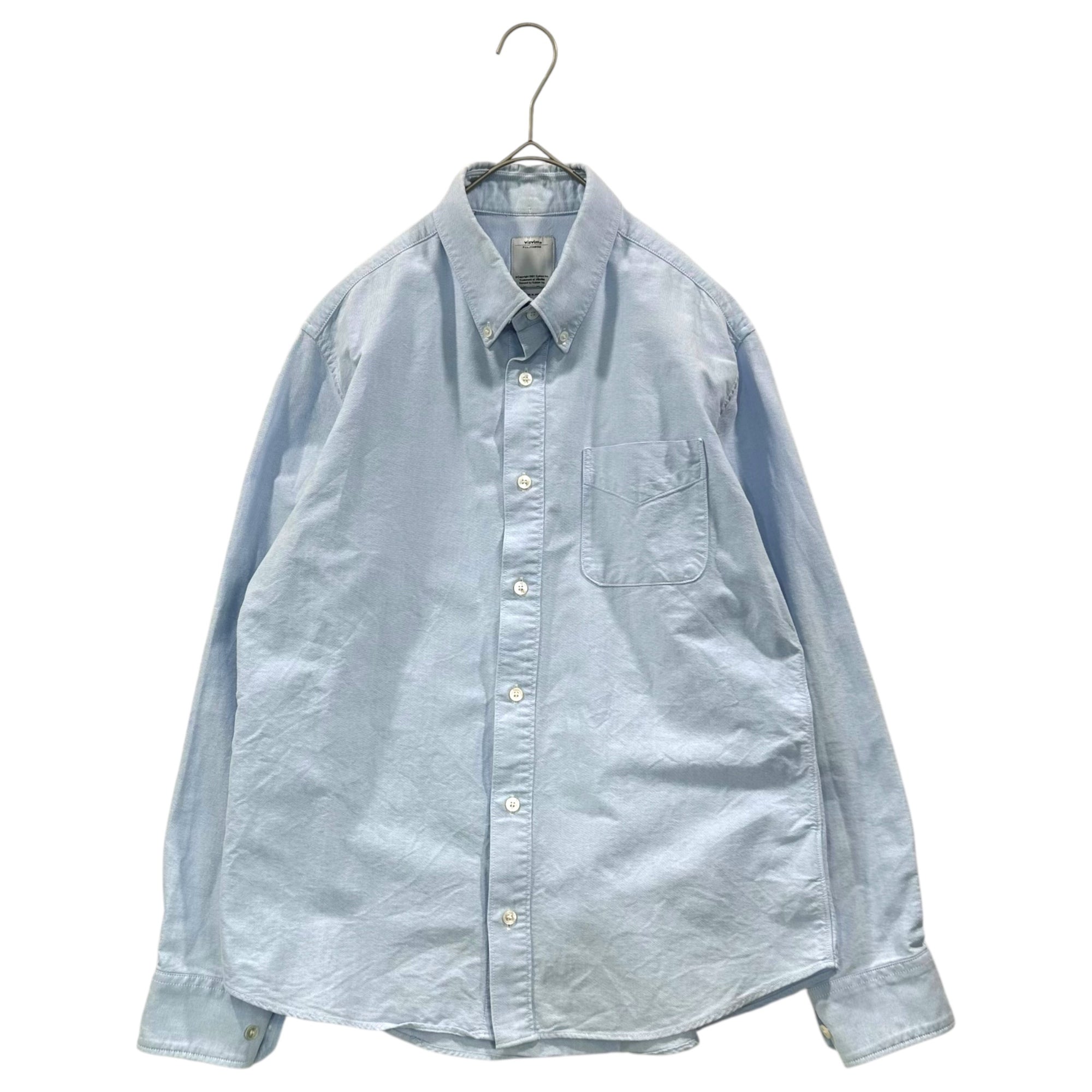 VISVIM(ビズビム/ヴィズヴィム) ALBACORE SHIRT L/S アルバコア オックスフォード ボタンダウン 長袖 シャツ VS0001541 M ライトブルー 肘 チェック 切替