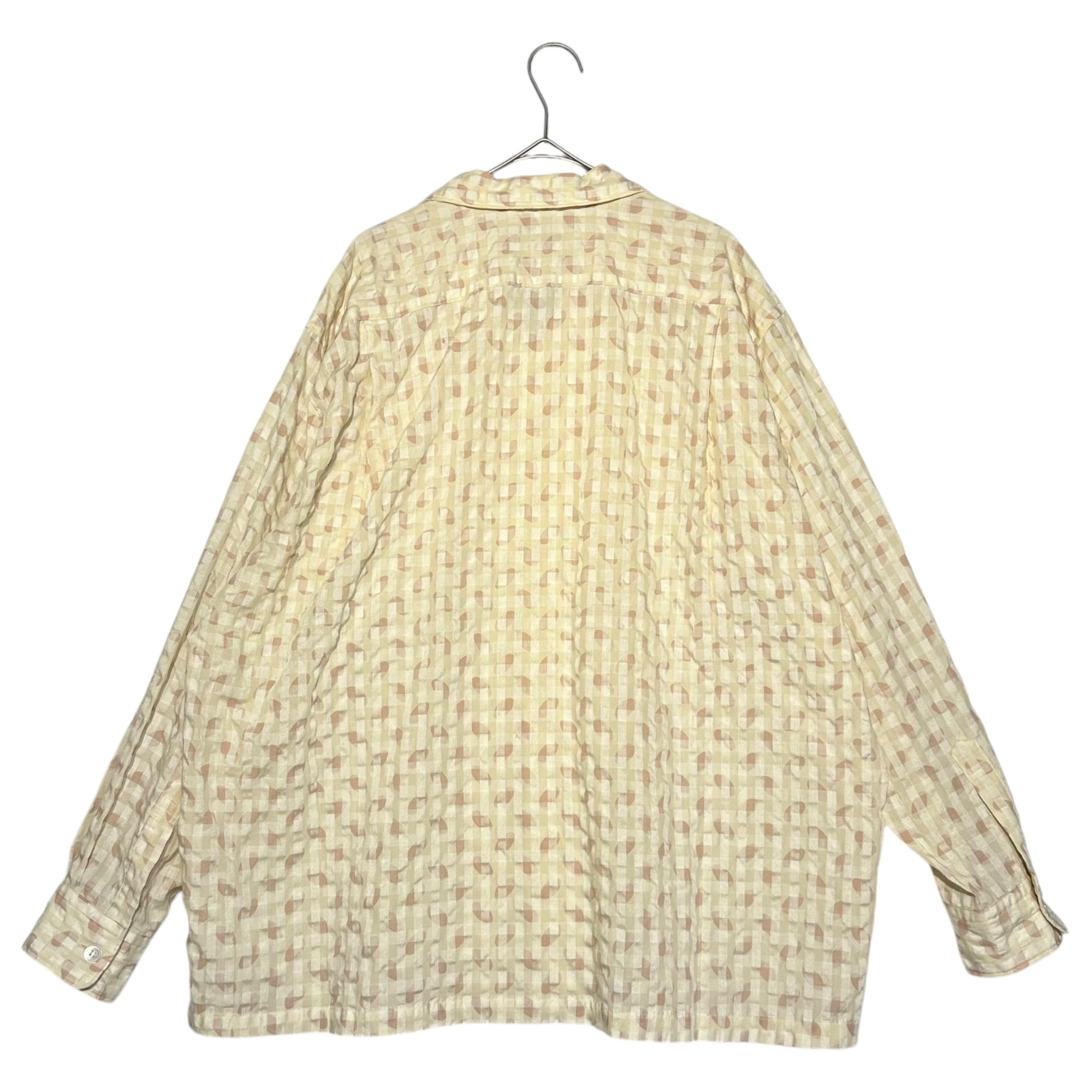 COMME des GARCONS HOMME(コムデギャルソンオム) 80's 3D check oval all over pattern open collar shirt 80年代 立体チェック 楕円 総柄 オープンカラー シャツ 川久保玲 本人期 HB-040040 FREE アイボリー×ピンク