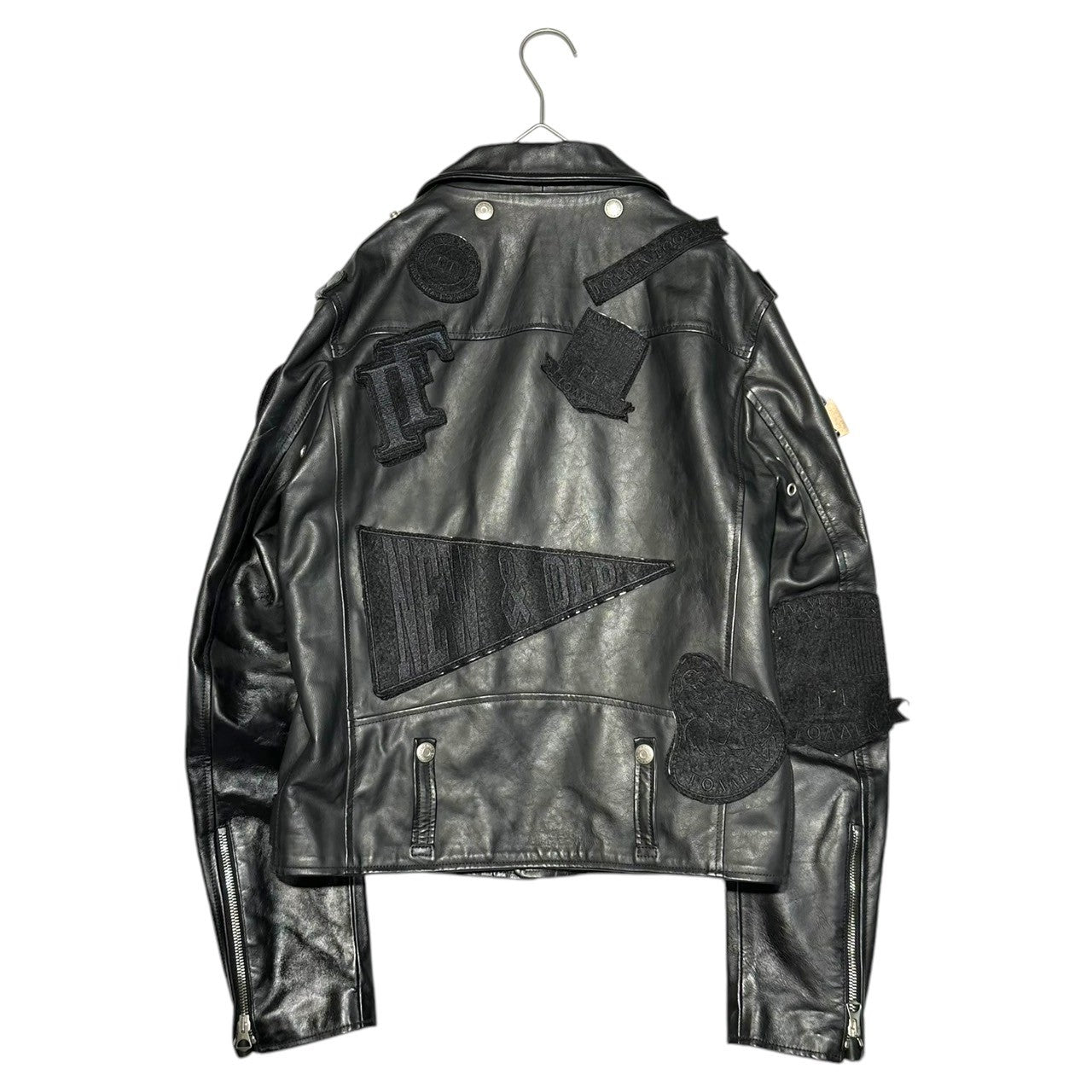 GOLDEN GOOSE(ゴールデングース) Custom Badge Double Riders Jacket カスタム ワッペン ダブル ライダース ジャケット 964364 S ブラック