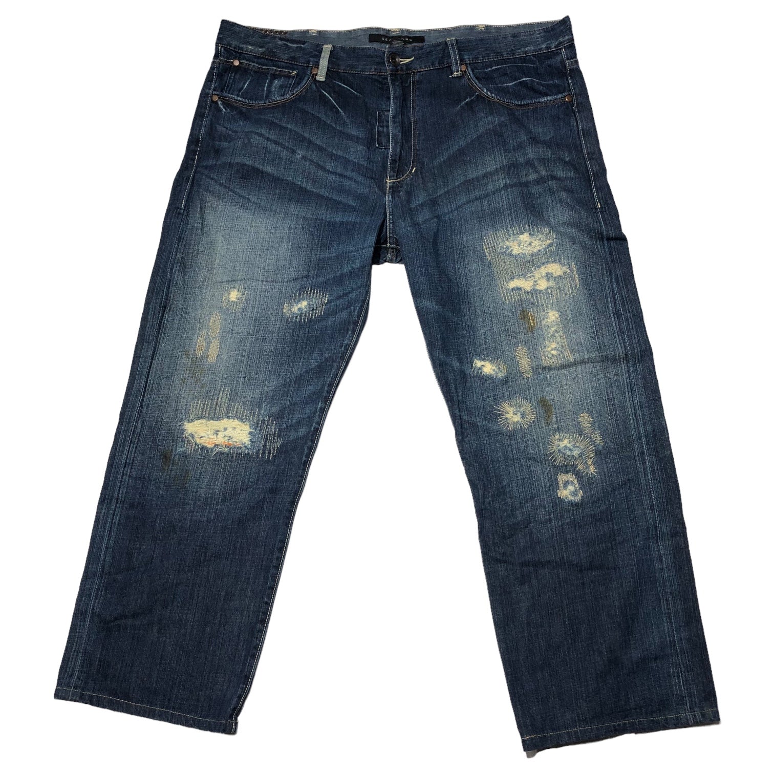 SEAN JOHN(ショーンジョン) 00's Vintage processed baggy denim pants ヴィンテージ加工 バギー デニム パンツ 42 インディゴ Y2K ヒップホップ スタッズ
