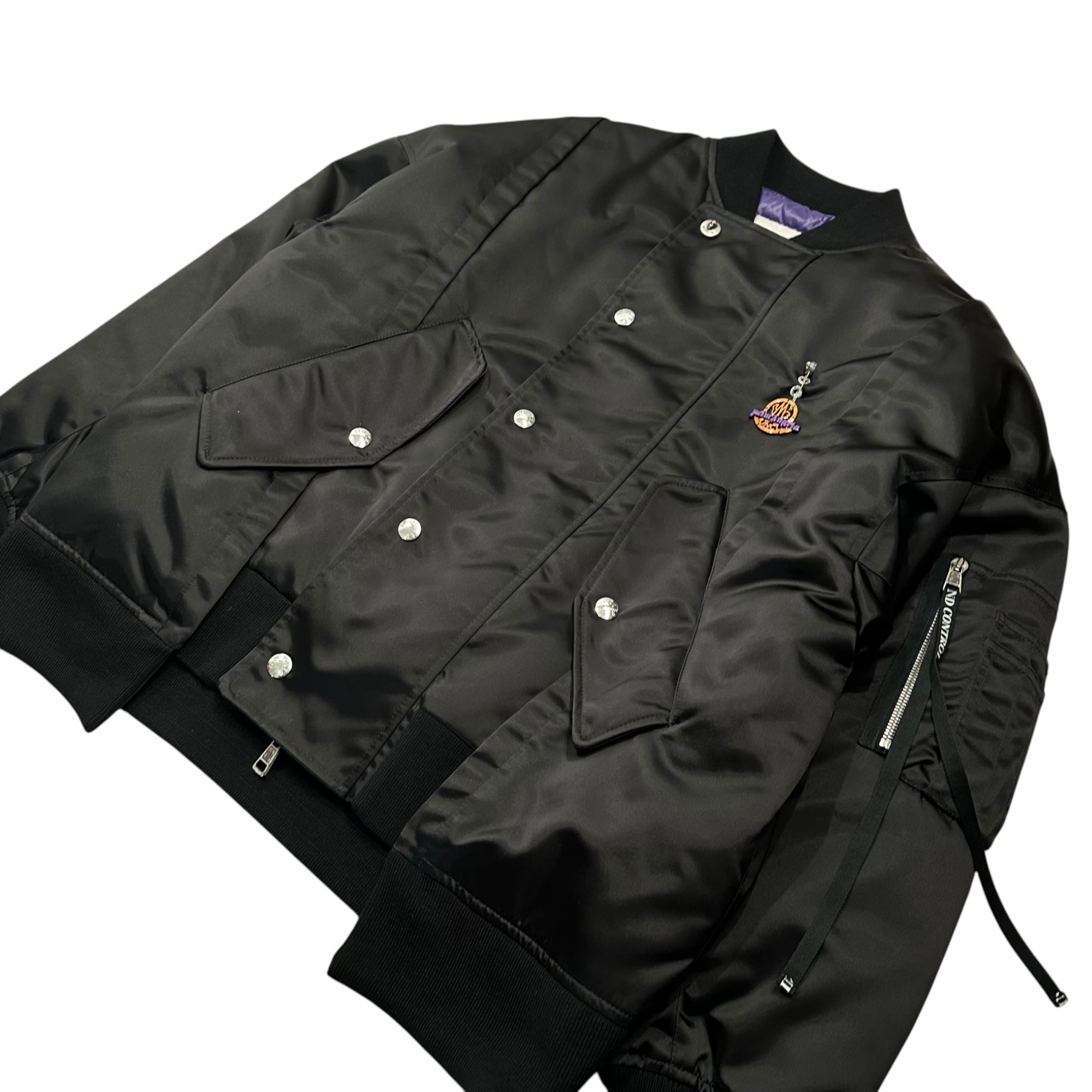 MONCLER×PALM ANGELS(モンクレール×パームエンジェルス) 19AW AXL GIUBBOTTO MA-1 ボンバー ジャケット E209L4130200 2 ブラック コラボ ペイント ブルゾン
