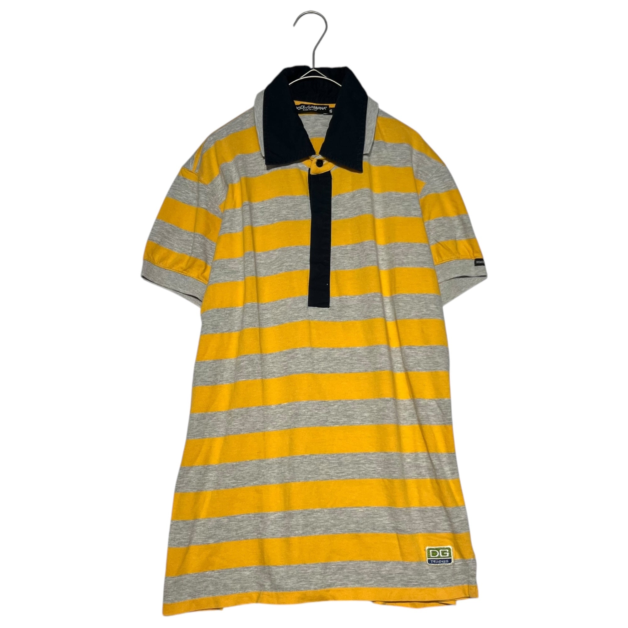 DOLCE&GABBANA(ドルチェ&ガッバーナドルガバ) 00's Double color border patch polo shirt ダブル カラー ボーダー ポロシャツ G8675T 48 イエロー×グレー