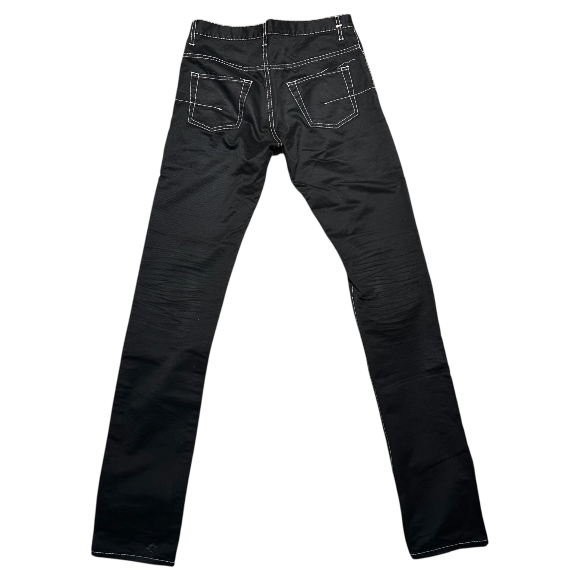 Dior HOMME(ディオールオム) White Stitch Long Skinny Pants ホワイト ステッチ ロング スキニー パンツ 28 ブラック