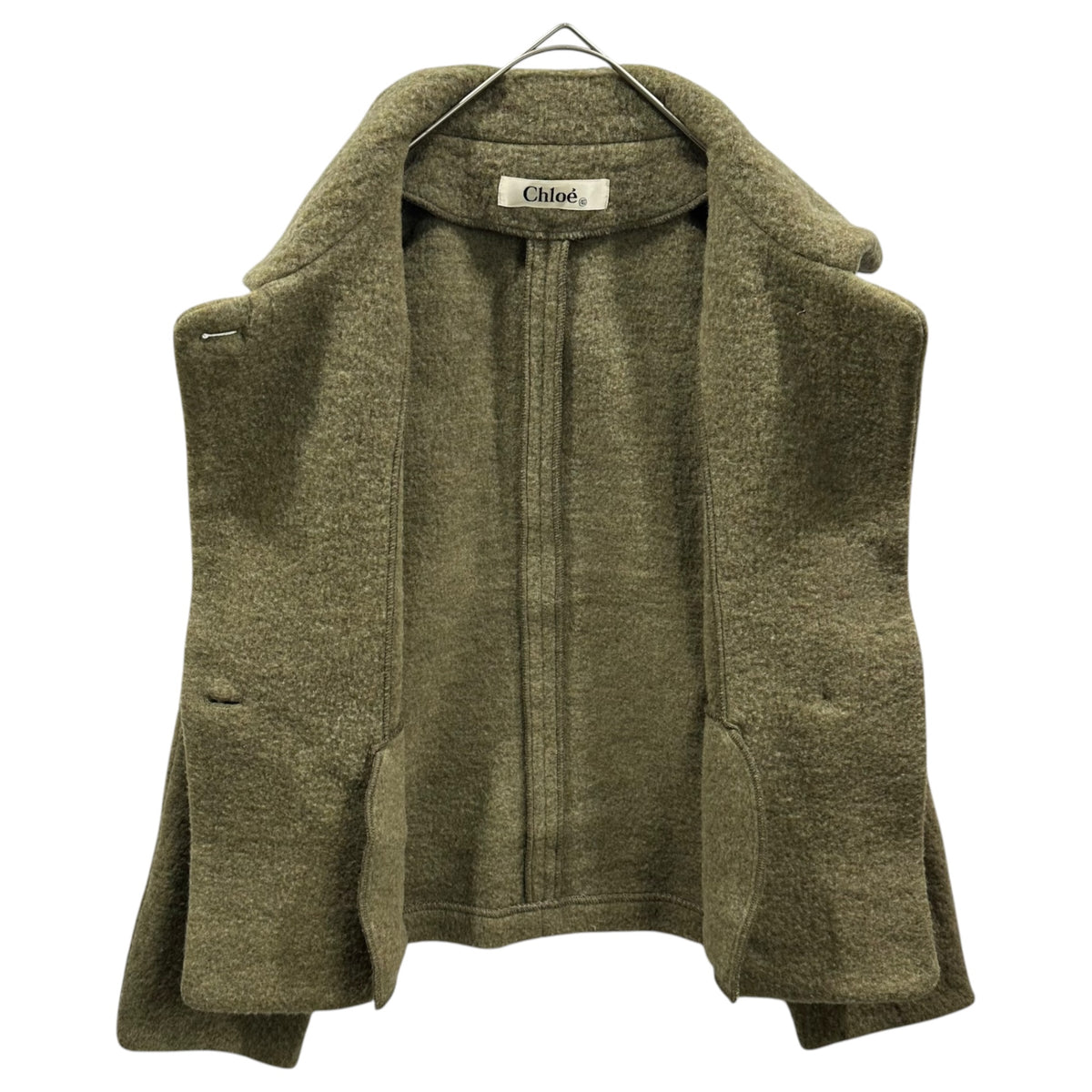 CHLOE(クロエ) 1970~80's Lagerfeld-era Wool-Polyblend Short-Length Coat ウール ポリ ショート コート 520-23703 40 カーキ
