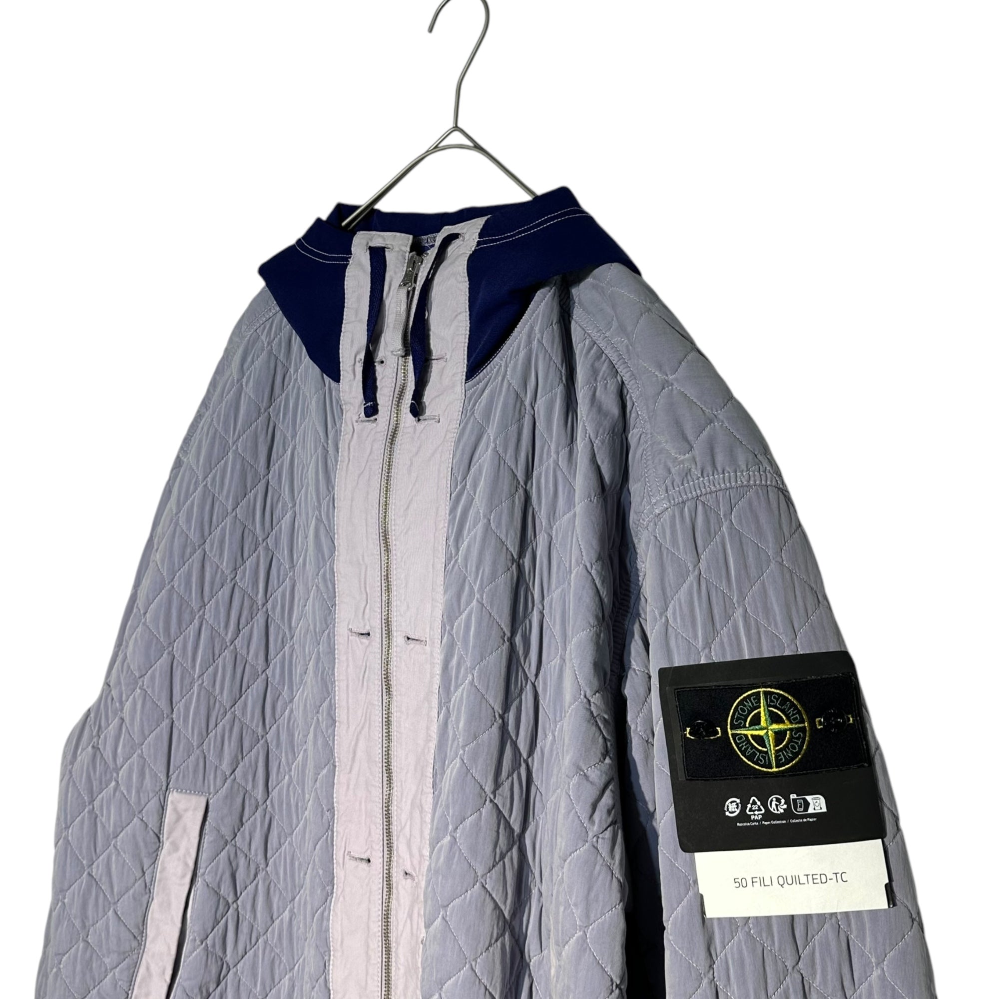 STONE ISLAND(ストーンアイランド) 23AW Quilted Hooded Zip-Up Jacket キルティング フーデット ジップアップ ジャケット 791540133 L ライトパープル×ブルー マウンテンパーカー