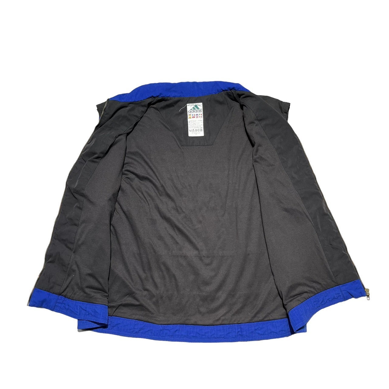 adidas(アディダス) 90's One-point logo border zip-up vest ワンポイントロゴ ボーダー ジップアップ ベスト 90年代 Y2K B-BOY L(実寸XL程度) ブルー×ブラック
