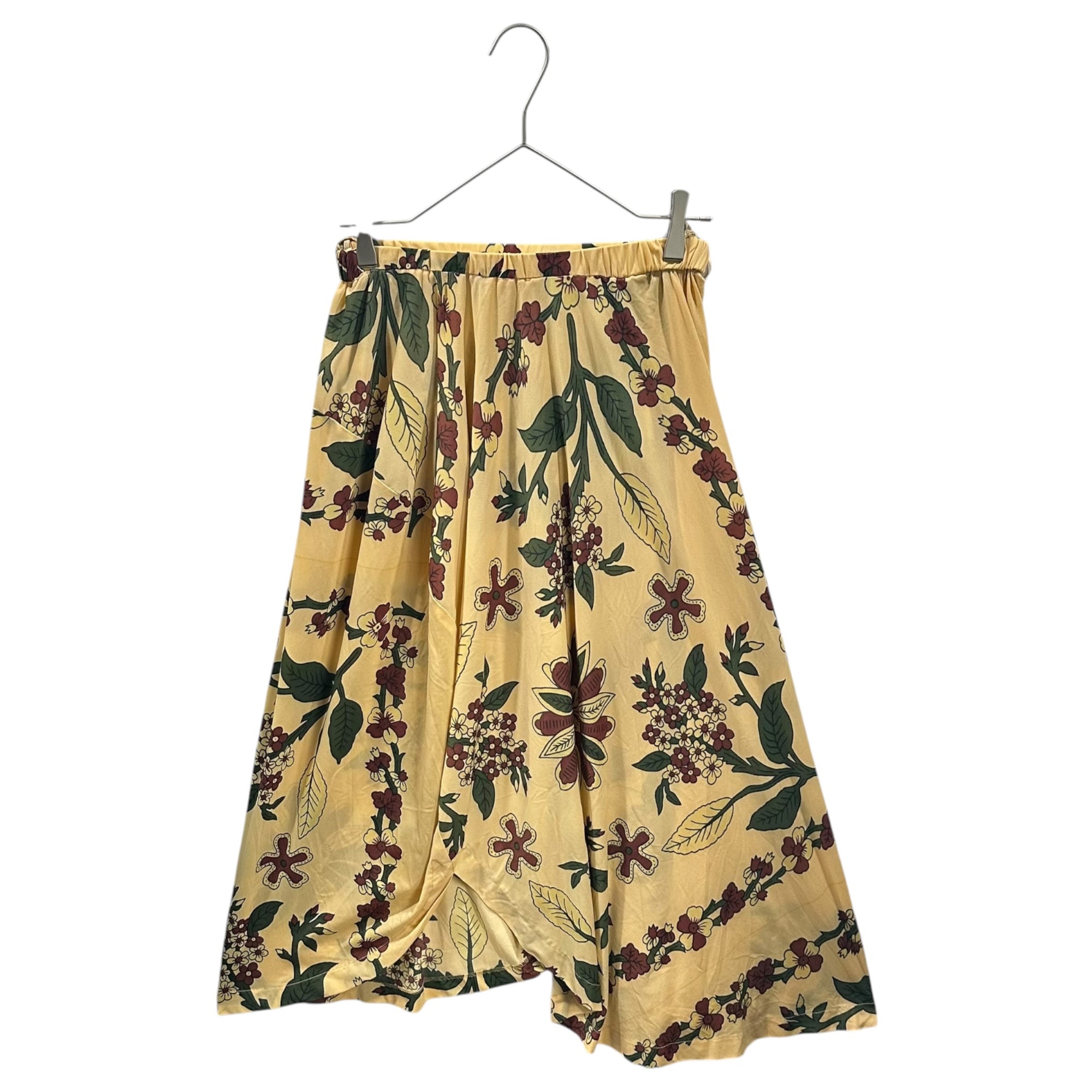 COMME des GARCONS(コムデギャルソン) 1991AW Floral-Print Nylon Asymmetrical Skirt フラワー プリント ナイロン 変形 スカート GS-11051S S イエロー×グリーン AD1991 90s アーカイブ