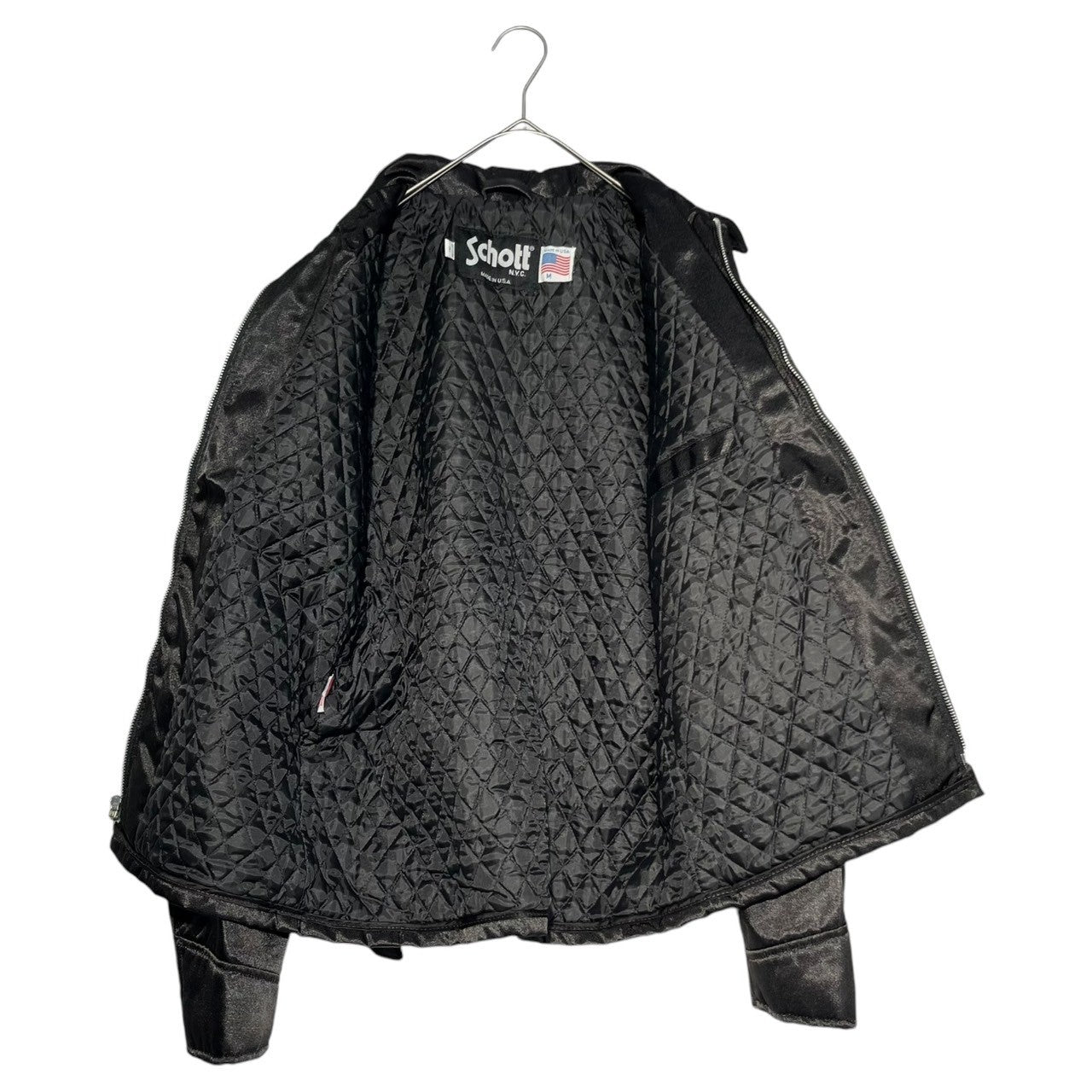 SCHOTT(ショット) Nylon single rider jacket ナイロン シングル ライダース ジャケット 20 50603692 M ブラック