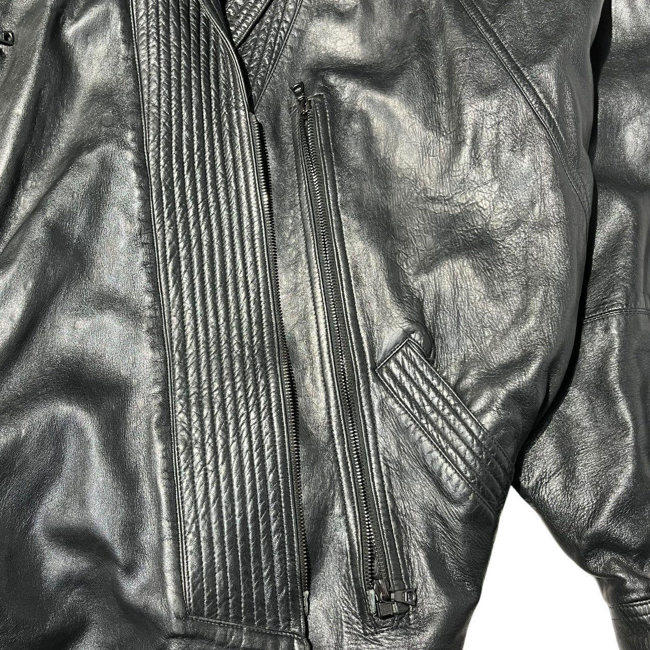 GIANNI VERSACE(ジャンニヴェルサーチ) 80's Vintage kimono leather blouson 80年代 ヴィンテージ 着物 レザー ブルゾン 本人期 ブラック 白タグ 稀少品 アーカイヴ