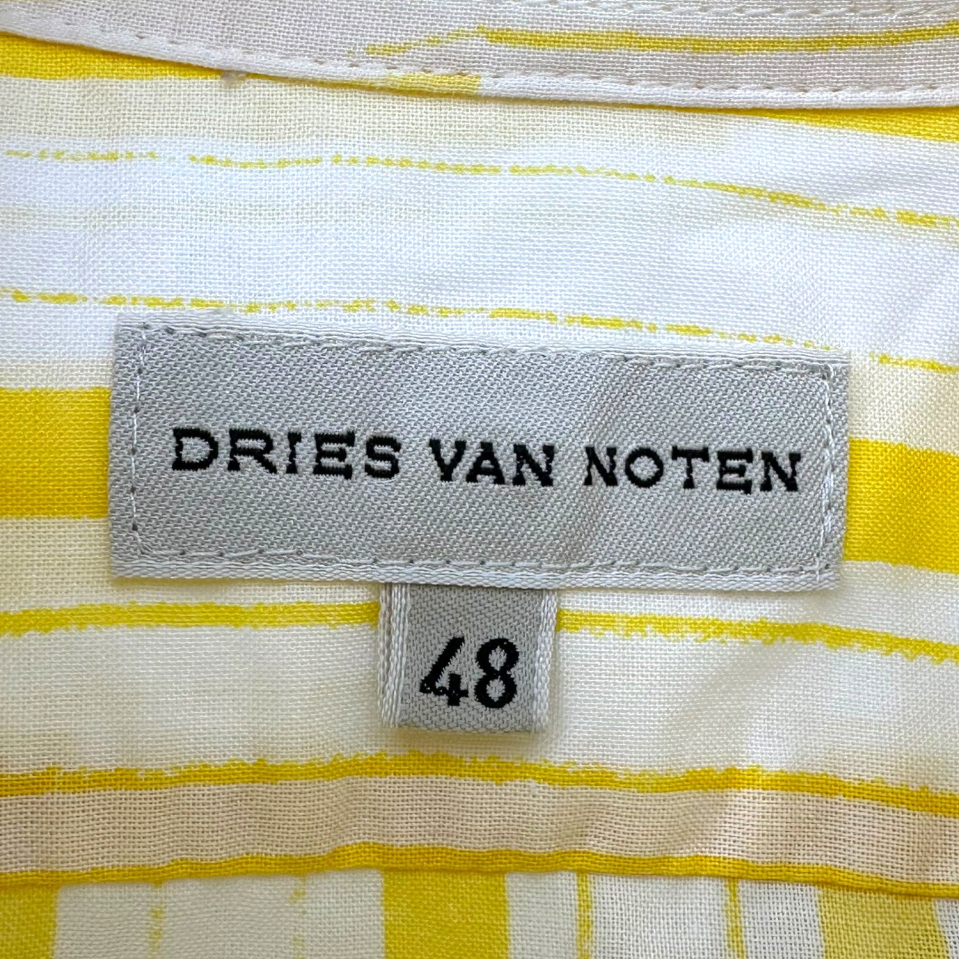 DRIES VAN NOTEN(ドリスヴァンノッテン) Multi Stripe Band Collar S/S Shirt ライカ期 マルチ ストライプ バンドカラー 半袖 シャツ 3752-2101 48(M程度) イエロー×ホワイト