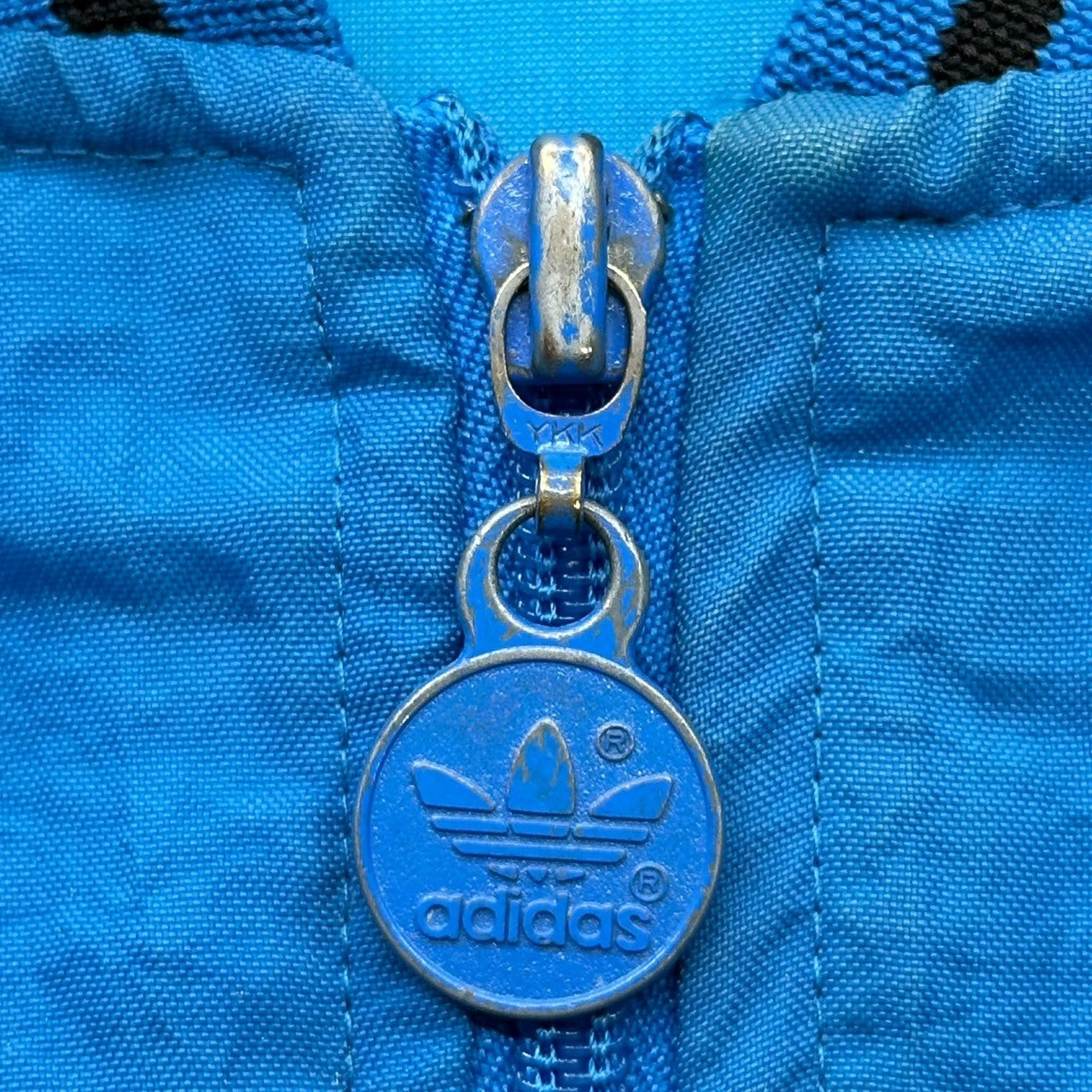 adidas(アディダス) 80's Trefoil Logo Nylon Blouson トレフォイユ ロゴ ナイロン ブルゾン 表記無(L程度) ブルー 推定80年代 ヴィンテージ ジャケット ジャージ