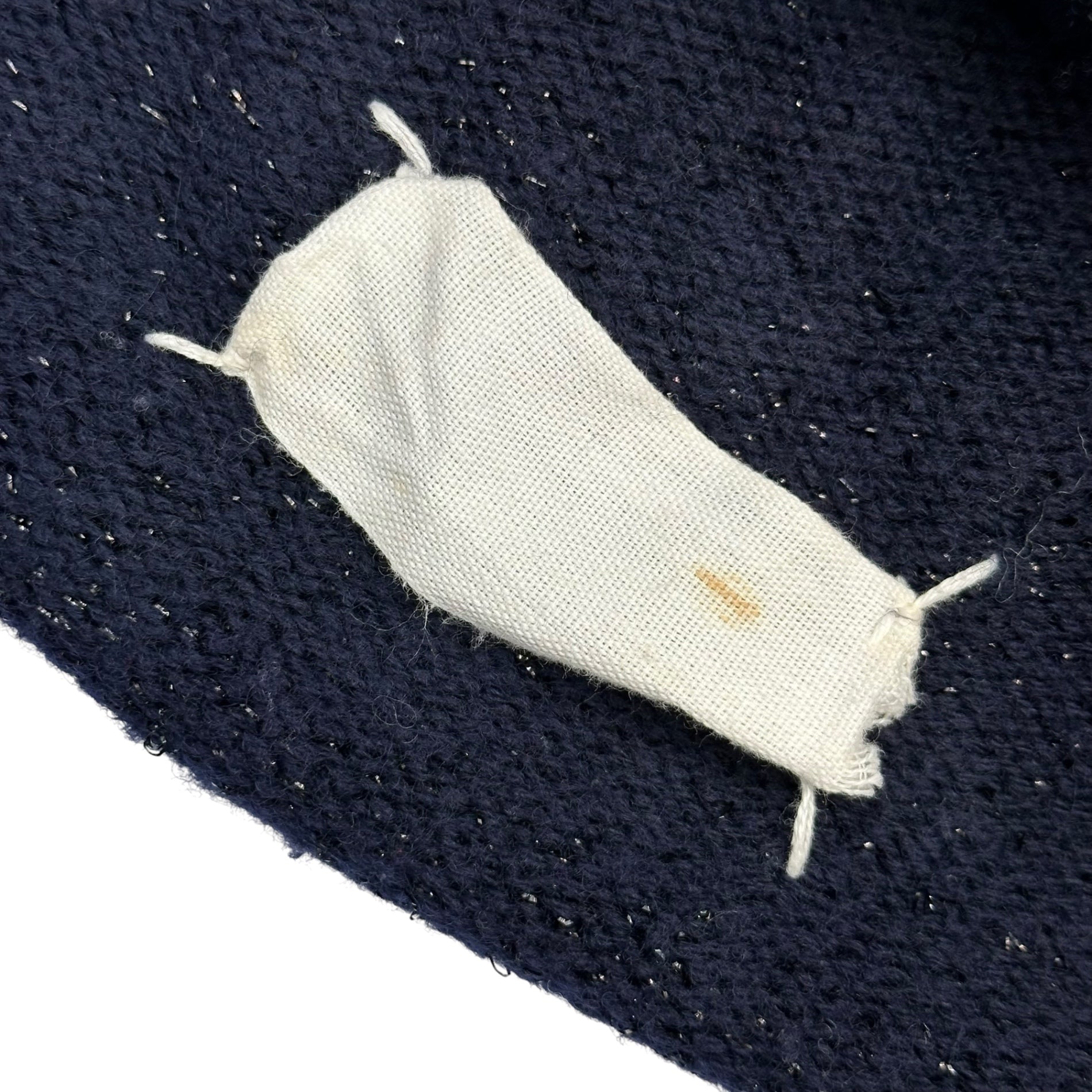 Maison Martin Margiela(メゾン マルタンマルジェラ) 1999AW By Miss Deanna Wool Lame Knit Cape ミスディアナ ウール ラメ ニット ケープ 333-07102 FREE ネイビー 90's 90年代 アーカイブ 本人期 ポンチョ 白タグ