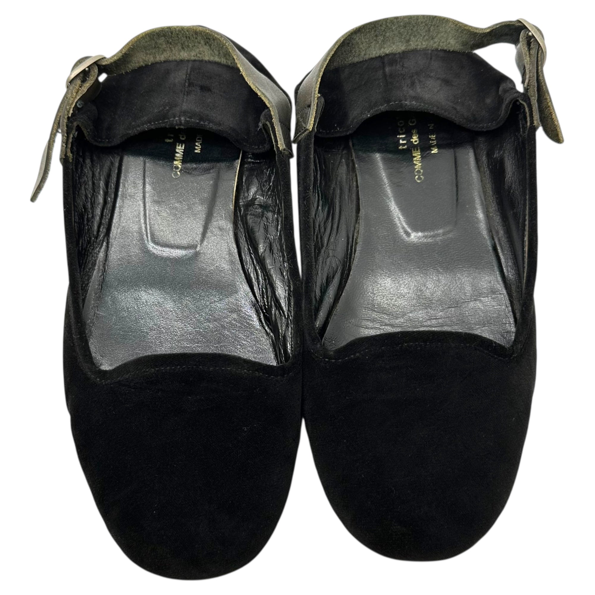 tricot COMME des GARCONS(トリココムデギャルソン) Velour Leather Strap Flat Shoes ベロア レザー ストラップ フラット シューズ S(23cm~23.5cm程度) ブラック パンプス