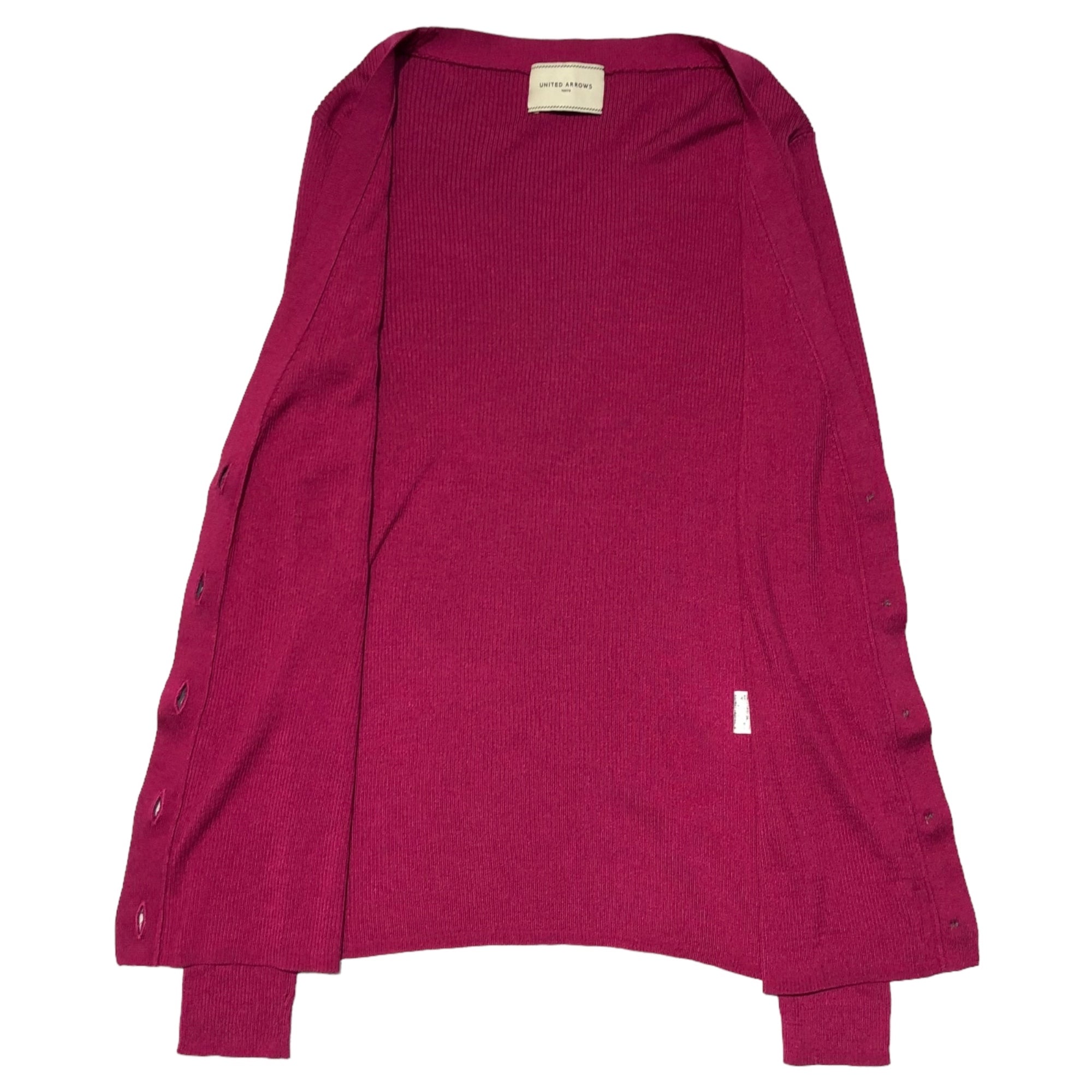 UNITED ARROWS(ユナイテッドアローズ) 22AW シルクリブVネックカーディガン 1528-136-0022 38(Mサイズ程度) ピンク シルク100% 完売品