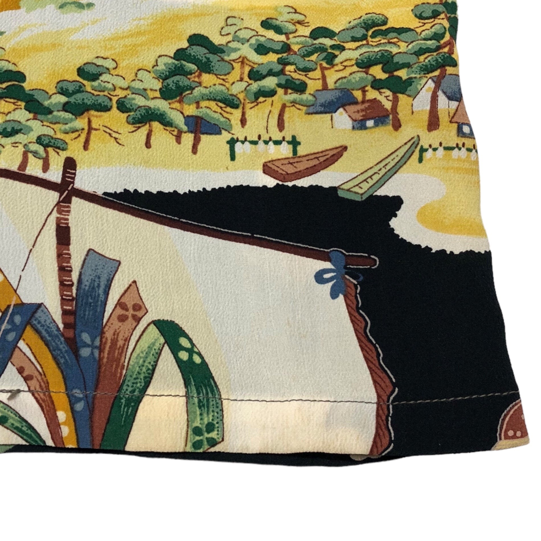 SUN SURF(サンサーフ東洋) ALOHA SACRED TREASURE SHIP 宝船 レーヨン アロハシャツ SS34175 M ブラック×イエロー 半袖