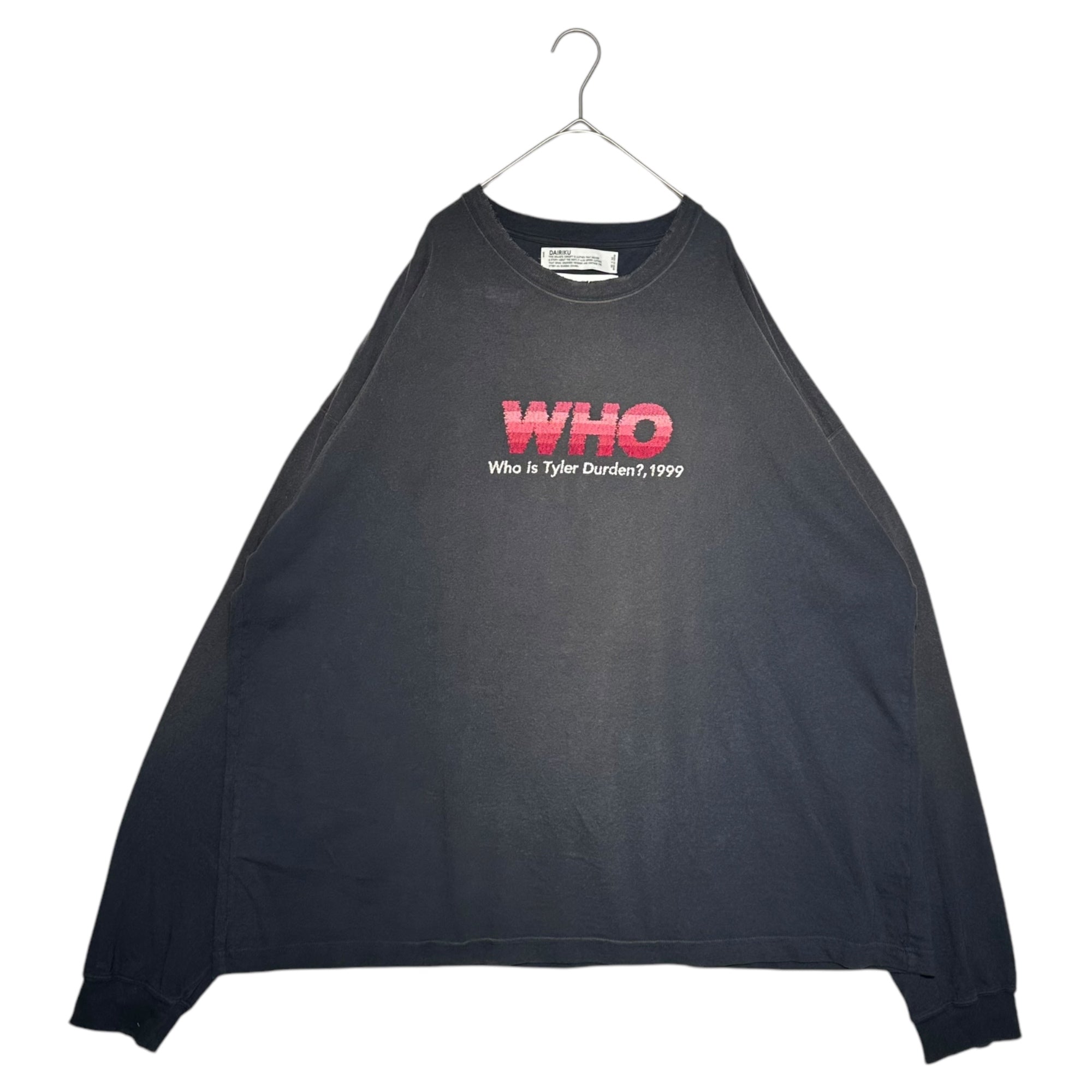 DAIRIKU(ダイリク) 24AW WHO vintage theme tee ヴィンテージ 加工 長袖 刺繍 Tシャツ 24AW C-16 FREE ネイビー カットソー