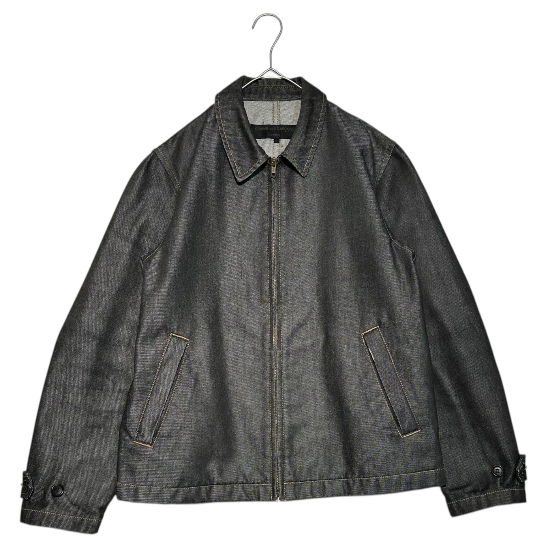 COMME des GARCONS HOMME(コムデギャルソンオム) 90's~00's Denim Zip Up Denim Jacket 田中オム デニム ジップアップ デニム ジャケット S グレー 90年代~ ヴィンテージ ブルゾン スイングトップ