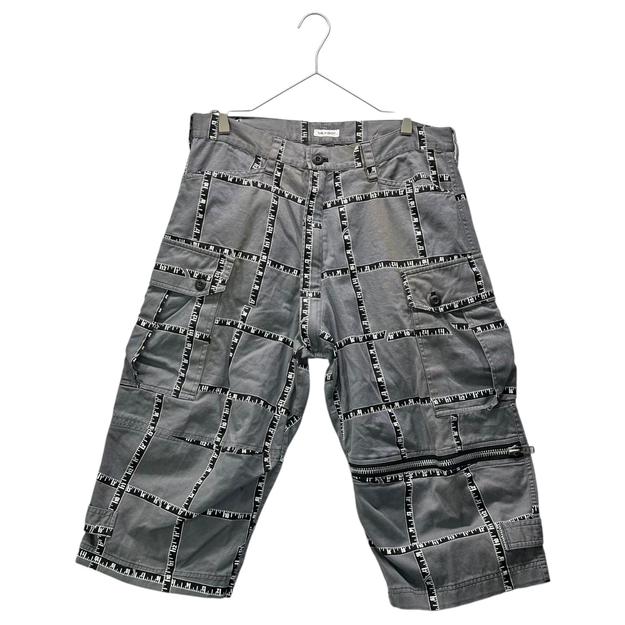 MILKBOY(ミルクボーイ) 90's Major Checkered Hip Pocket Anarchy Shorts 90年代 メジャー 格子柄 ヒップポケット アナーキー ハーフパンツ 0P0048 FREE(L程度) グレー×ホワイト アーカイブ