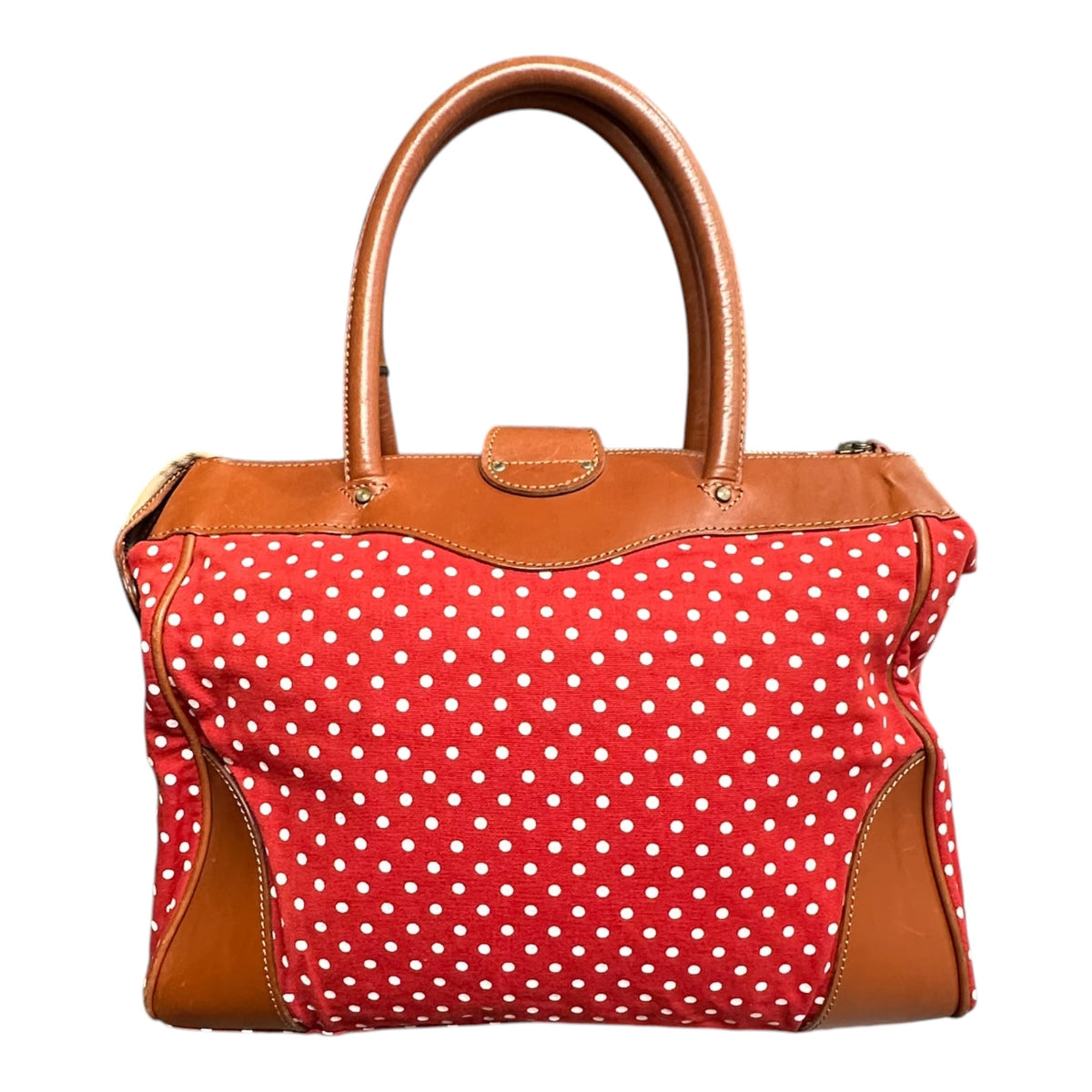 Felisi(フェリージ) Dot handbag ドット柄 ハンド バッグ レッド×ブラウン レザー