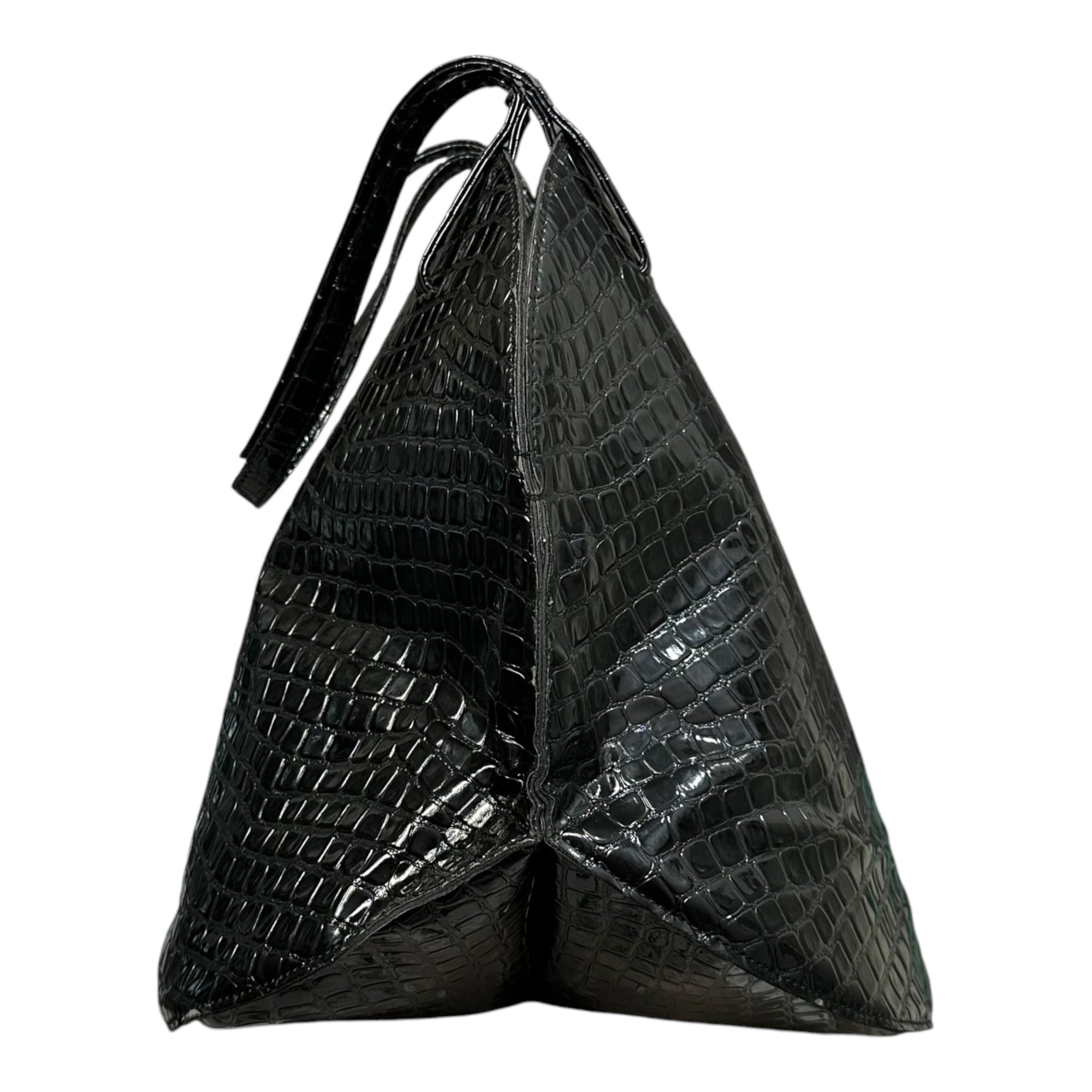 JUNYA WATANABE COMME des GARCONS(ジュンヤワタナベコムデギャルソン) Croco-Embossed Circle Tote Bag クロコ 型押し サークル トート バッグ JO-K 205 ブラック