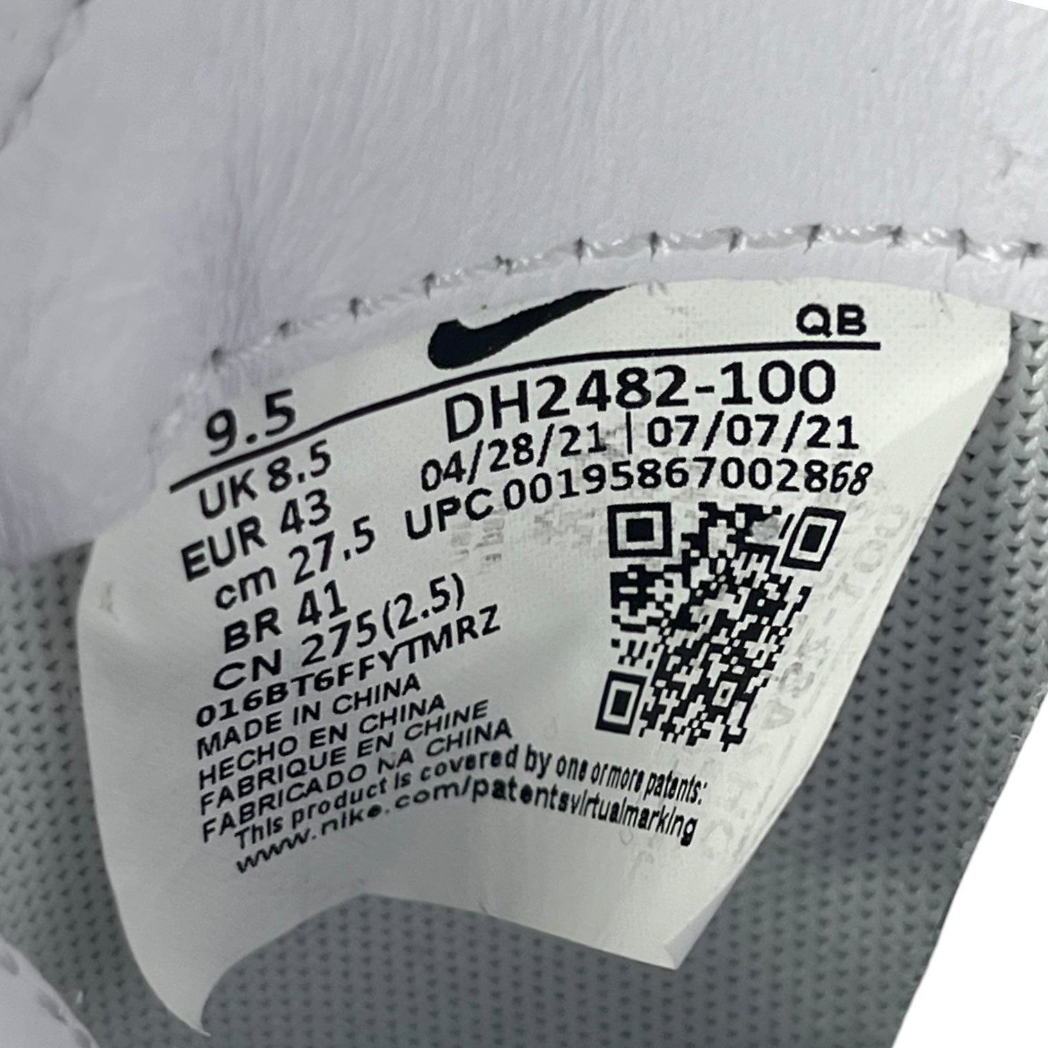 NIKE×PEACEMINUSONE(ナイキ×パラノイズ) PEACEMINUSONE × Nike Kwondo1 "White" / G-DRAGON エアフォースワン DH2482-100 27.5cm ホワイト スニーカー コラボ