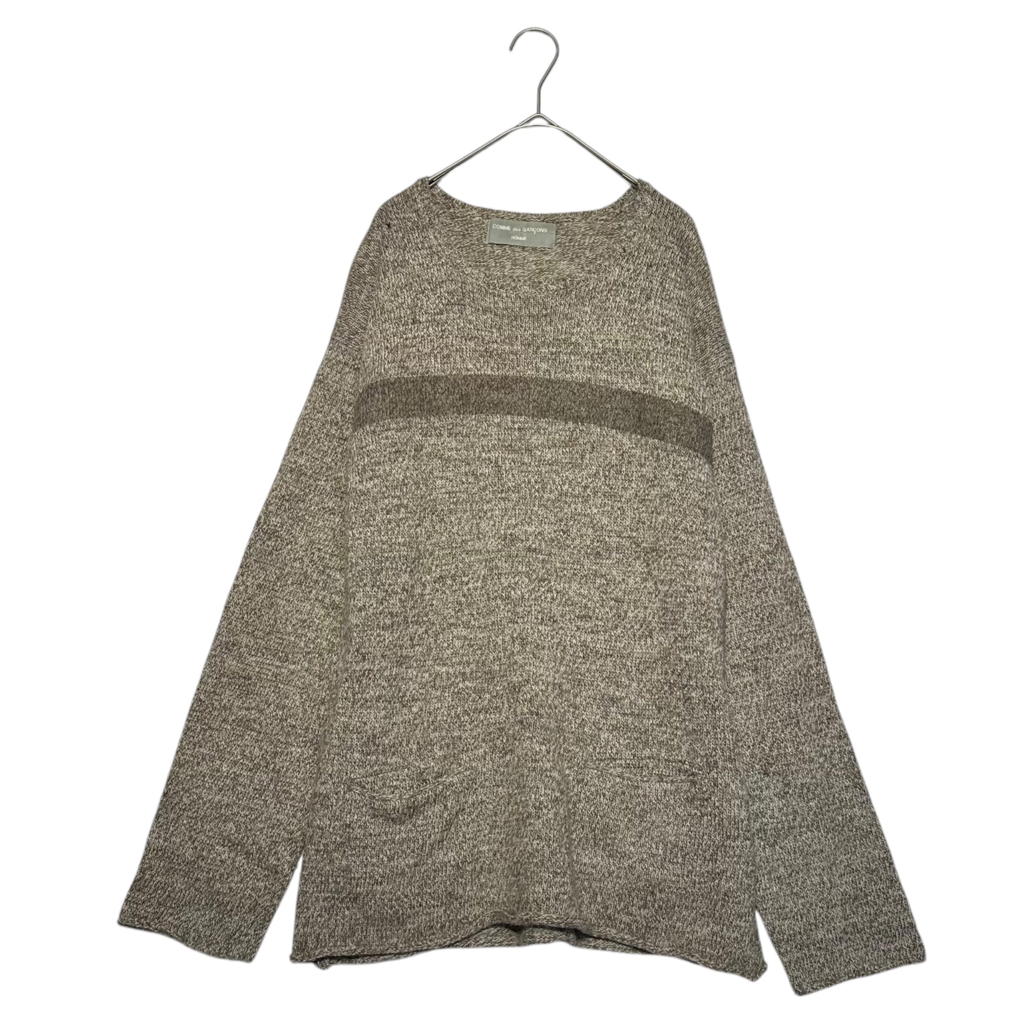 COMME des GARCONS HOMME(コムデギャルソンオム) 90's Front Pocket Centerline Wool Knit Pullover フロントポケット センターライン ウール ニット プルオーバー 田中オム 田中啓一 HN-080230 FREE ベージュ AD1995