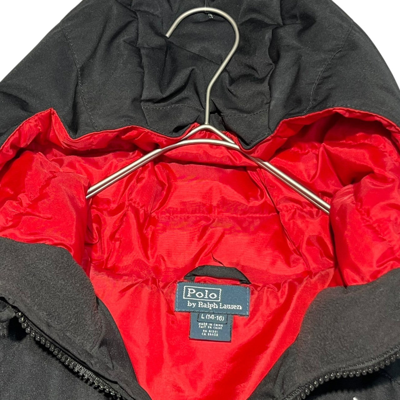 POLO RALPH LAUREN(ポロラルフローレン) Big Pony Logo Hooded Padded Jacket ビッグポニー ロゴ フーデッド 中綿 ジャケット L(レディースM程度) ブラック キッズ