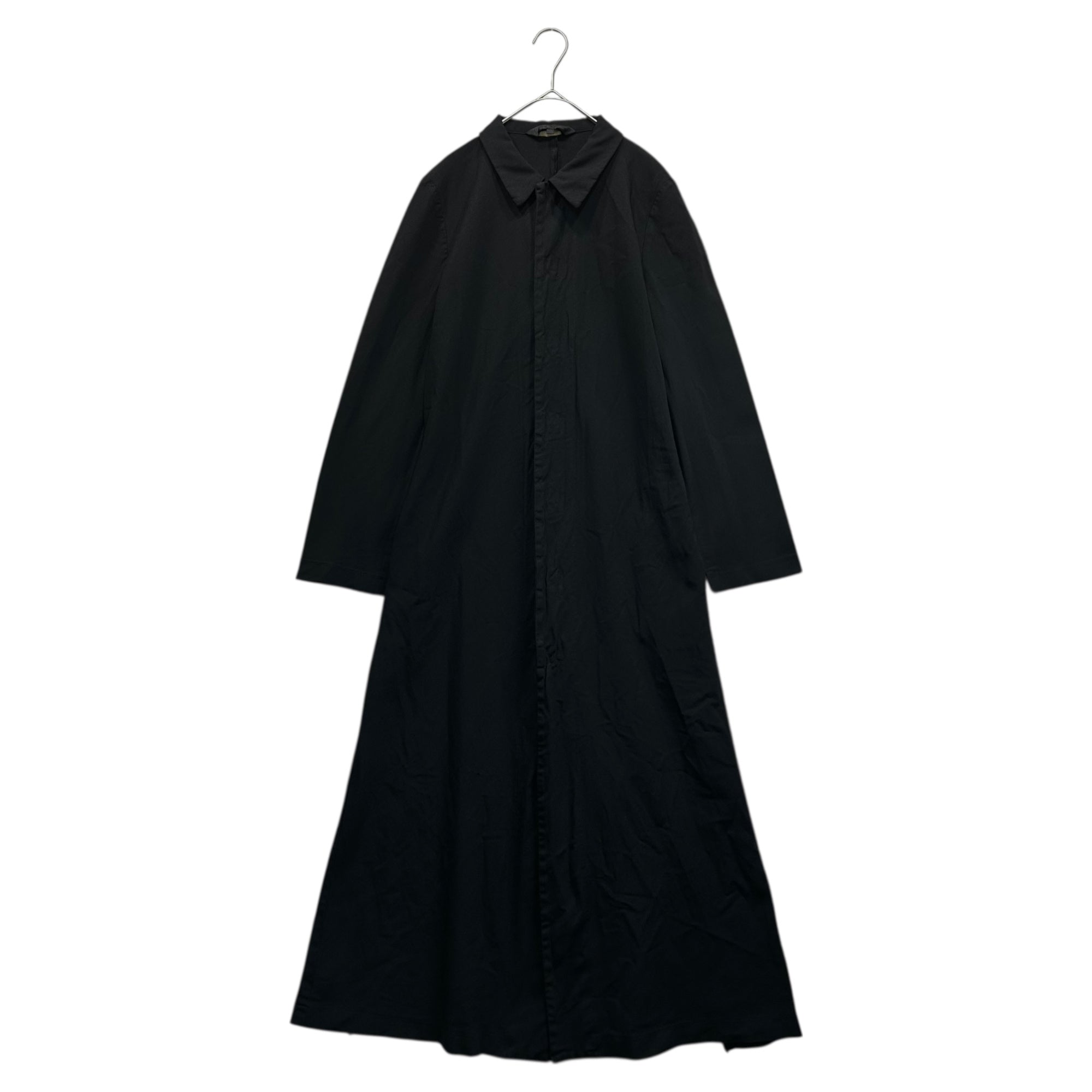 COMME des GARCONS COMME des GARCONS(コムデギャルソンコムデギャルソン) 20SS Product-dyed polyester felted side slit & hook button long shirt dress 製品染め ポリエステル 縮絨 サイド スリット & フックボタン ロング シャツ ワンピース RE-O015 M ブラック AD2019