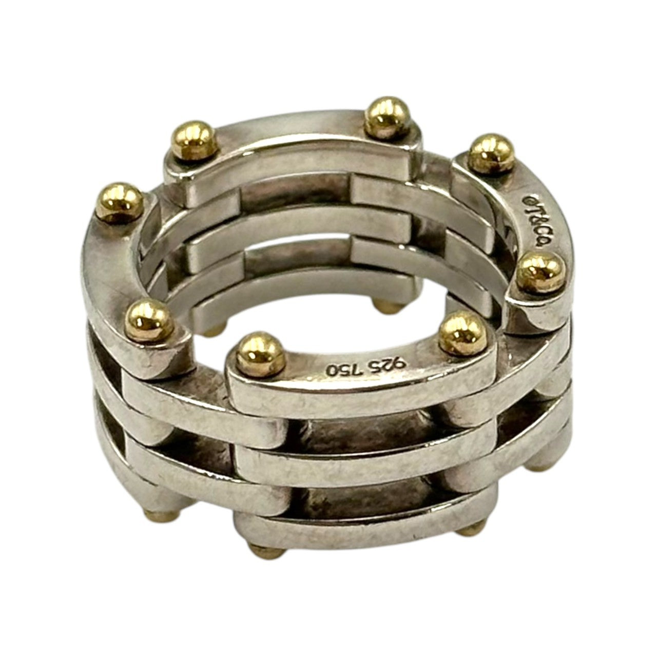 TIFFANY & CO.(ティファニー) Silver & Gold Two-Tone Gate Ring シルバー ゴールド コンビ ゲート リング 10号 シルバー×ゴールド