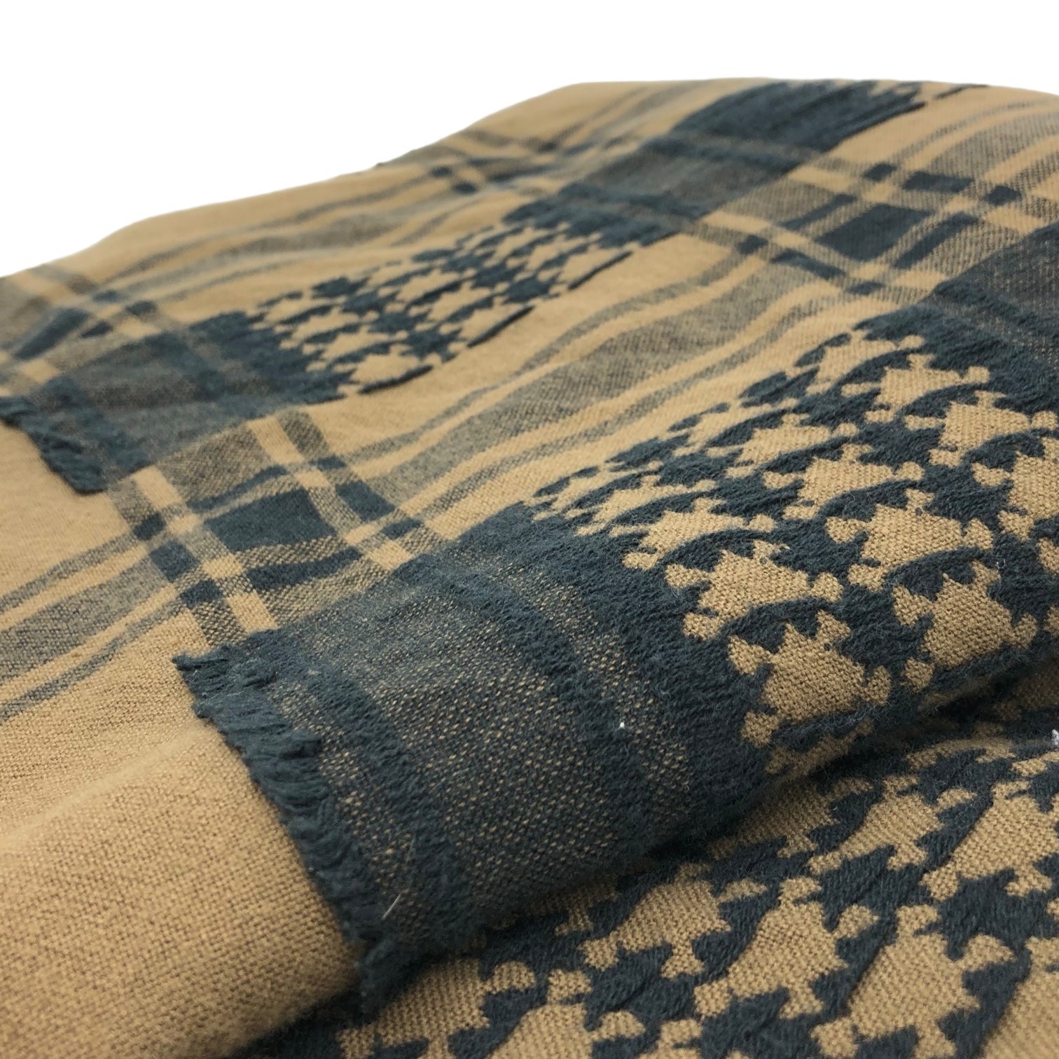 UNDERCOVER(アンダーカバー) ダイヤボーン柄アフガンストール ブラウン×ネイビー DAVF期 (DECORATED ARMED VOLUNTARY FORCES)"期