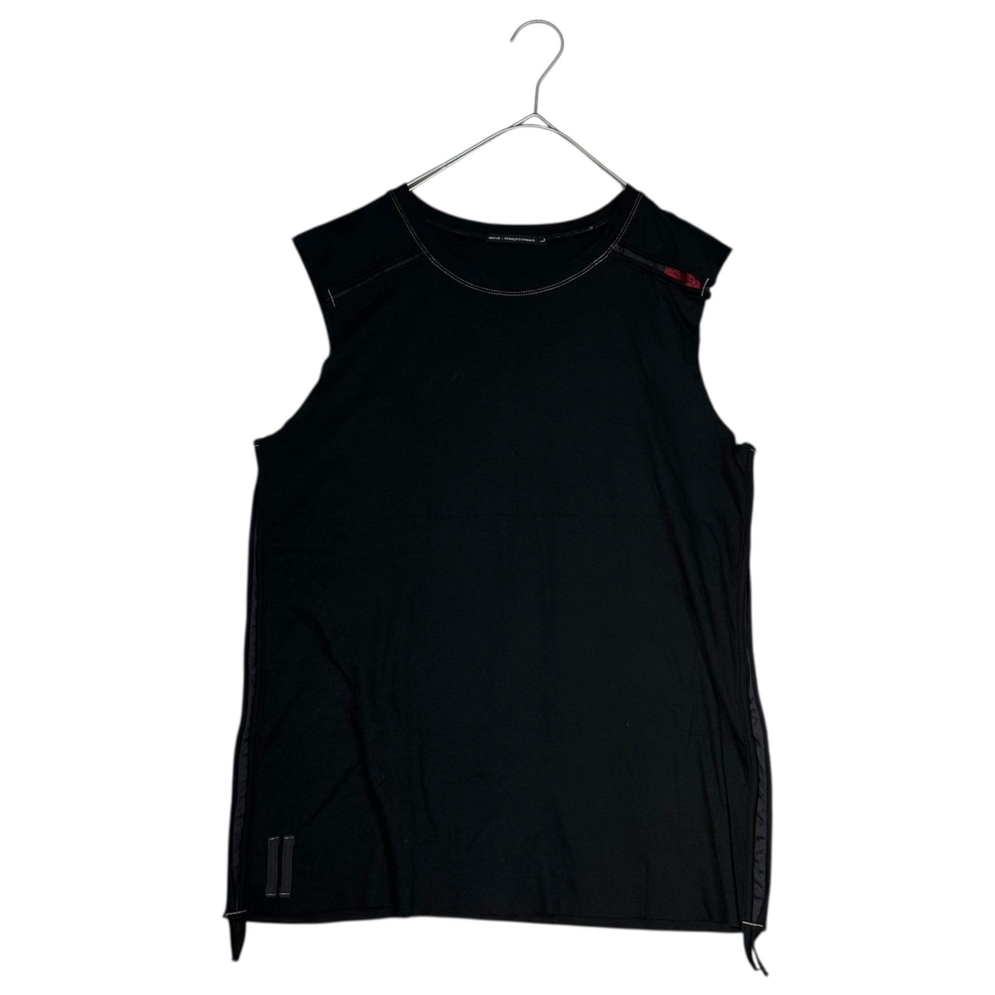 MARITHE FRANCOIS GIRBAUD(マリテフランソワジルボー) 00's Cutoff Side Seam Sleeveless T-Shirt カットオフ サイドシーム ノースリーブ Tシャツ M6-6596 L ブラック Y2K カットソー