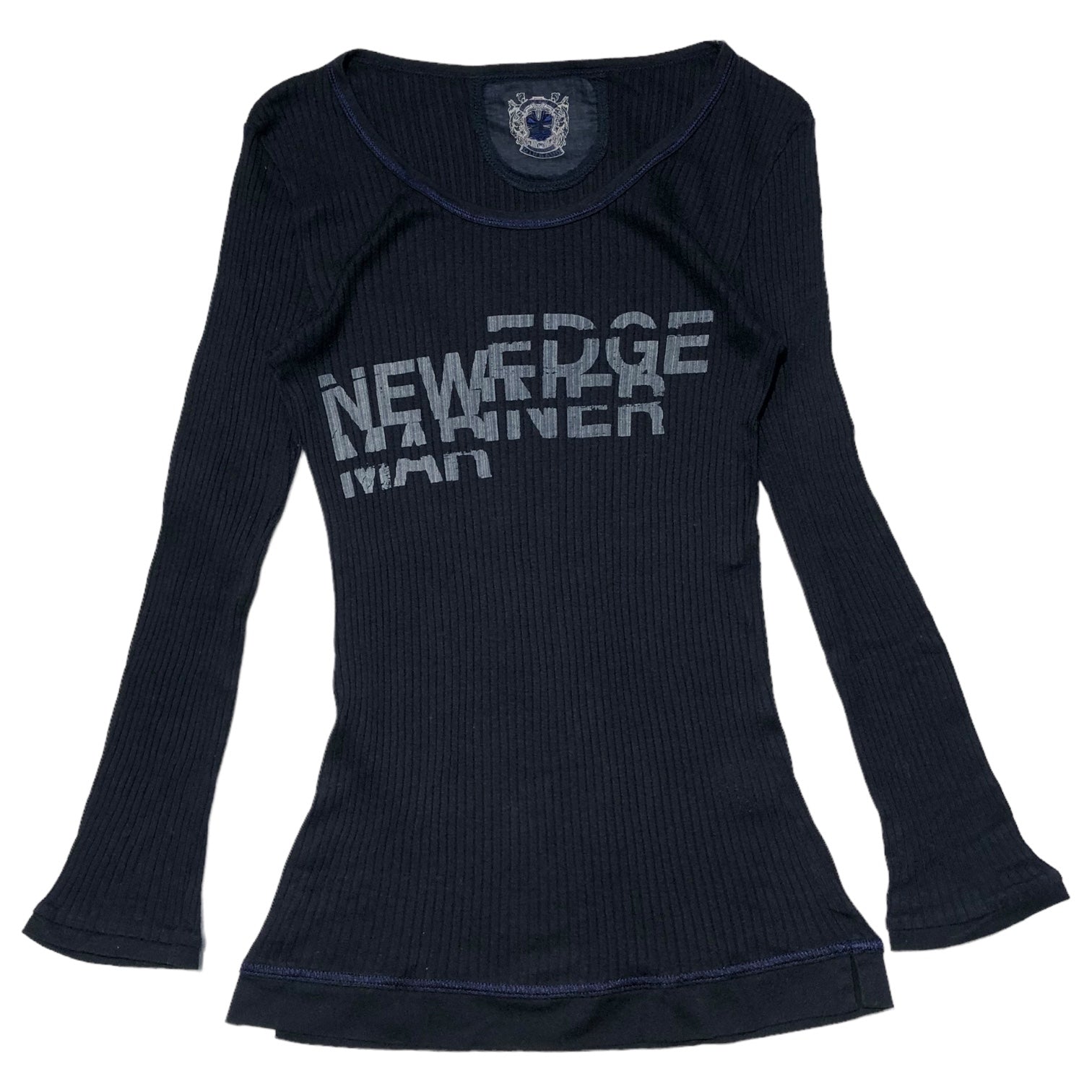 MARITHE FRANCOIS GIRBAUD(マリテフランソワジルボー) 00's logo rib cut and sew ロゴ リブ カットソー F5-6072 M ネイビー Y2K