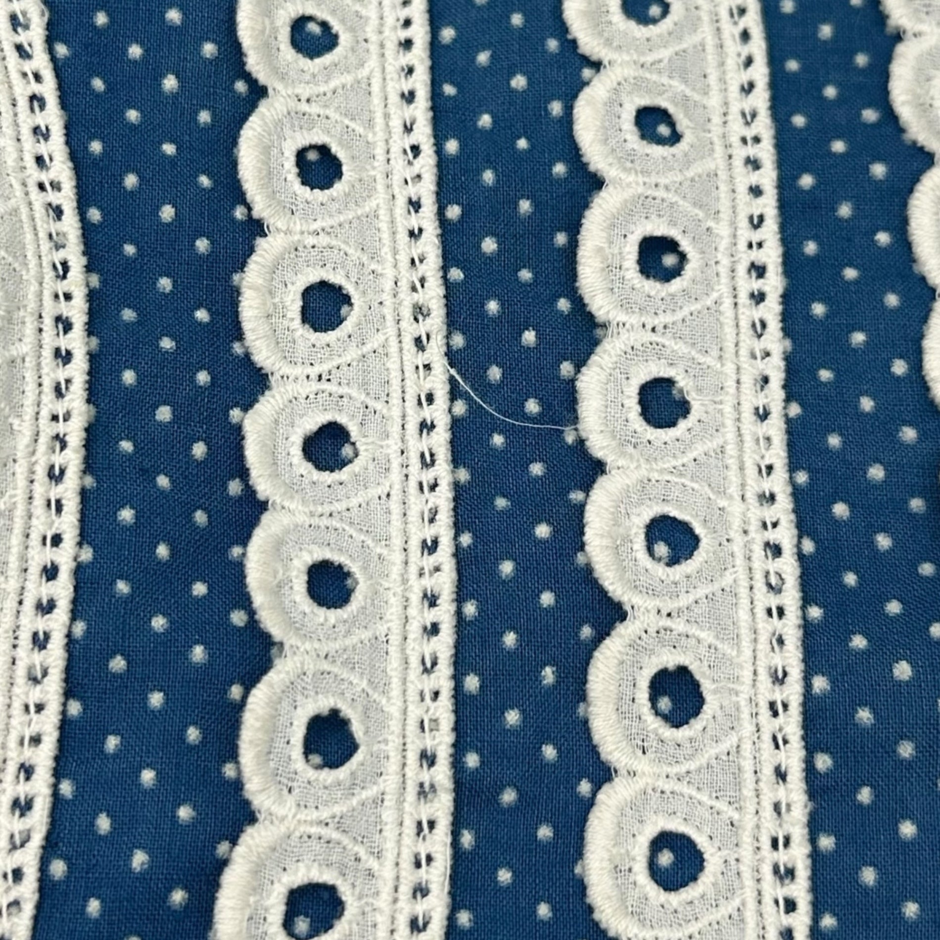 VINTAGE(ヴィンテージ) 60's glen of michigan Dot Pattern Lace Round Collar Blouse ドット柄 レース 丸襟 ブラウス 表記無(S~M程度) ブルー×ホワイト 推定60年代